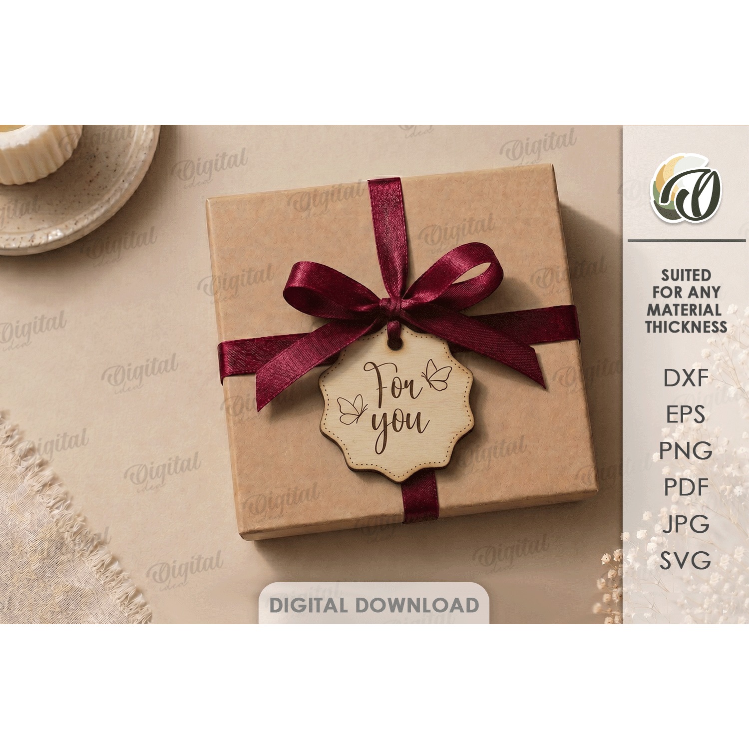 Gift Tag Laser Cut. Engraved Present Tag SVG (6)