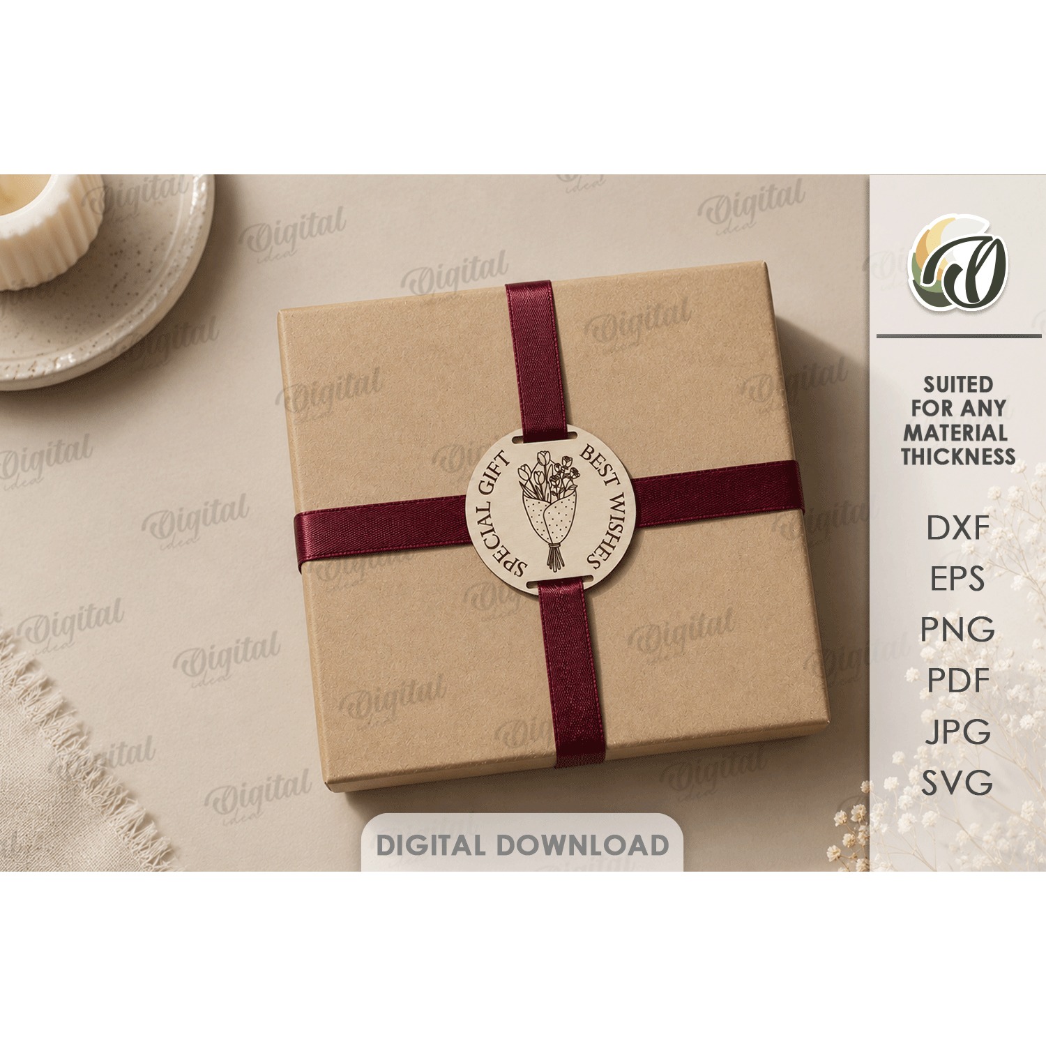Gift Tag Laser Cut. Engraved Present Tag SVG (8)