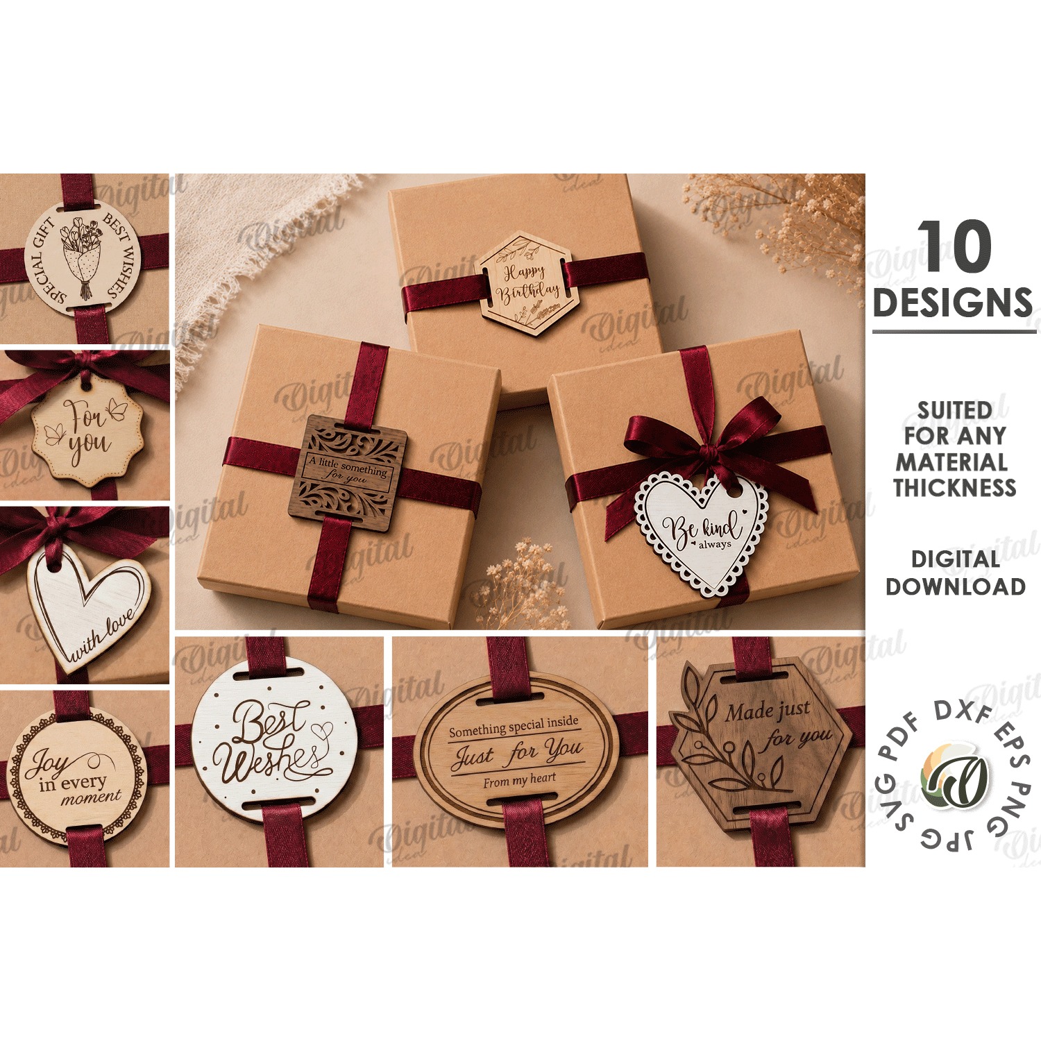 Gift Tags Bundle Laser Cut. Present Tag SVG