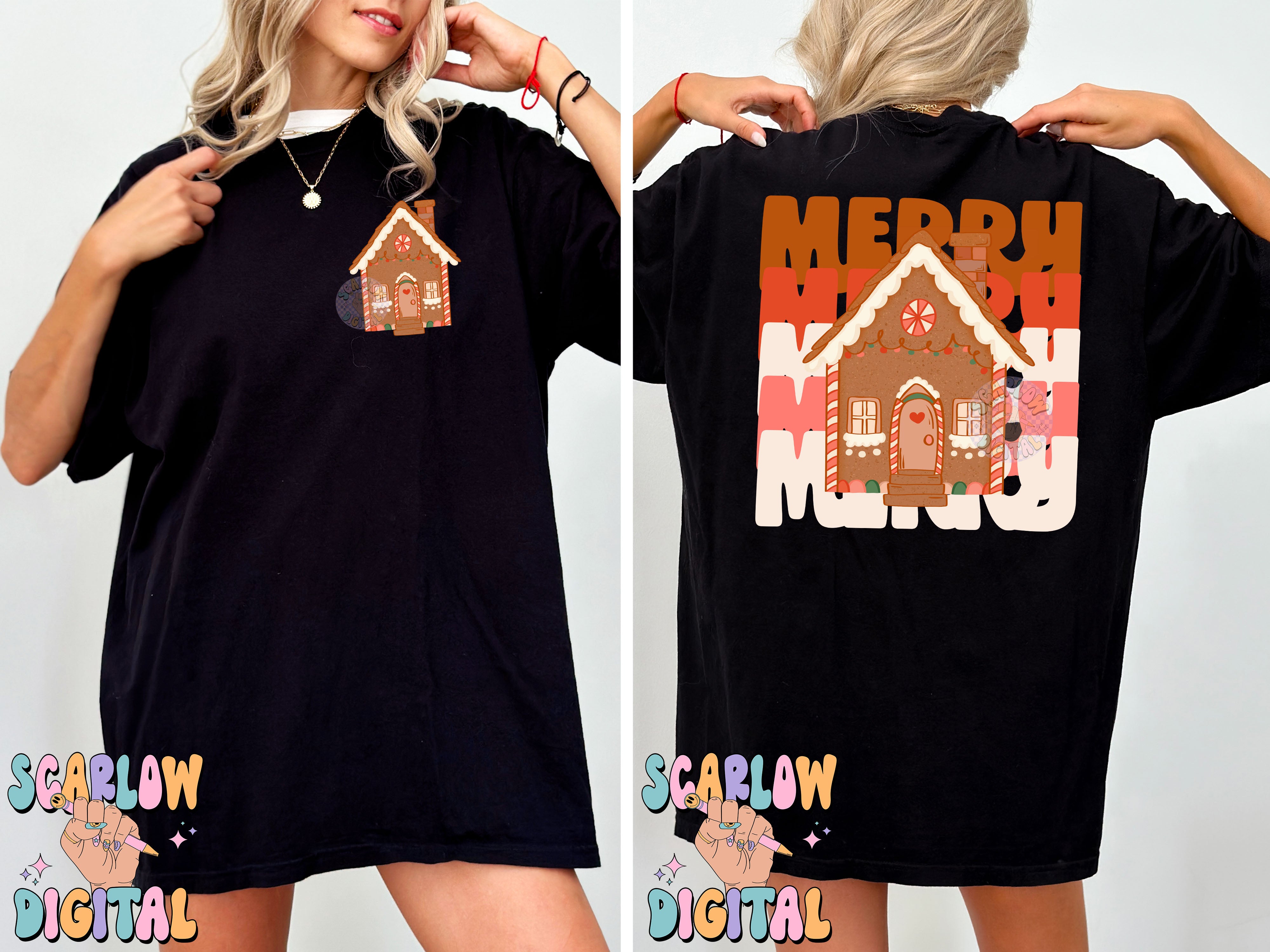 Gingerbread House Pocket and Back PNG Bundle Digital Design Download, merry christmas png, xmas png designs, trendy christmas png designs 2