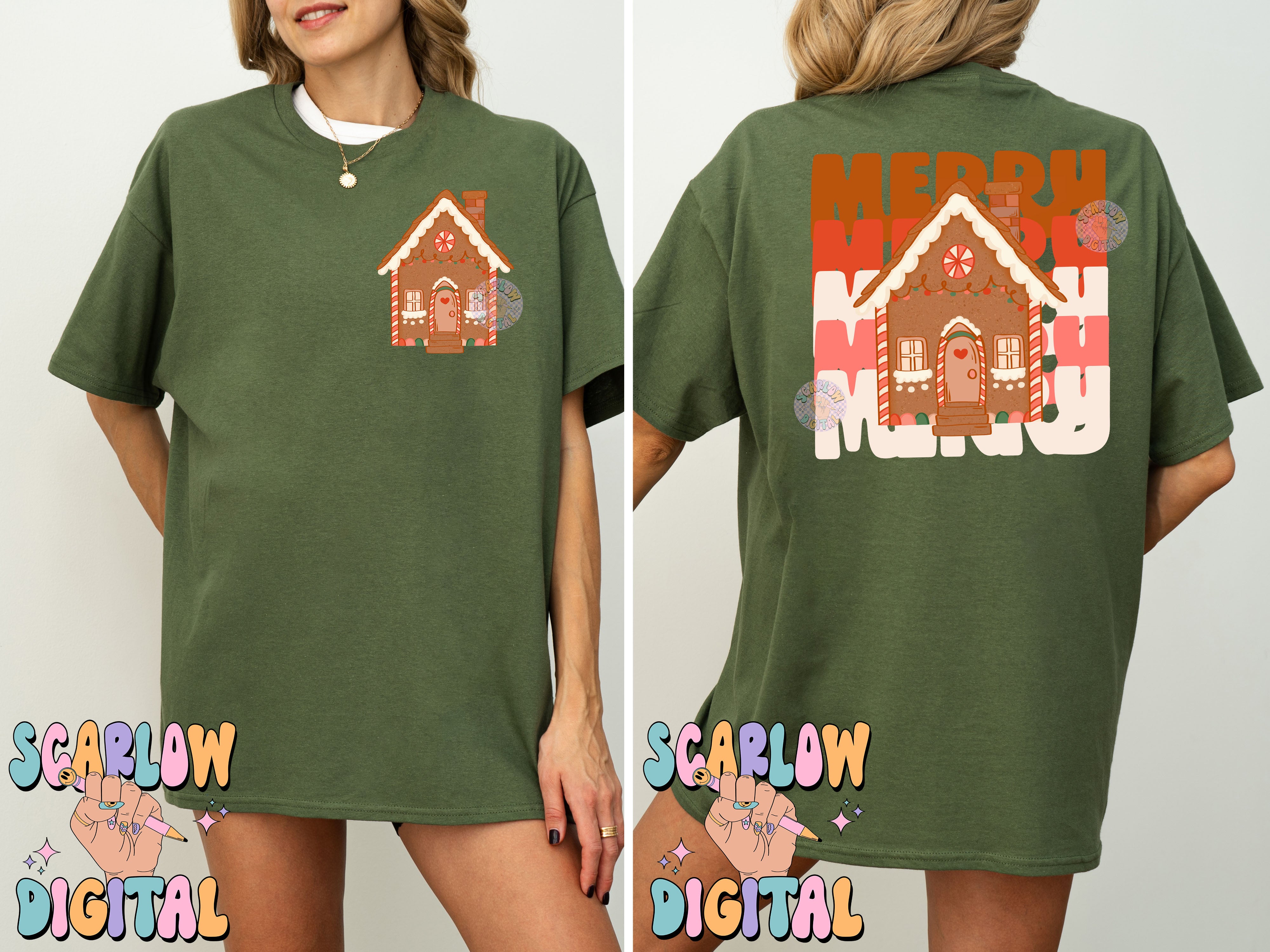 Gingerbread House Pocket and Back PNG Bundle Digital Design Download, merry christmas png, xmas png designs, trendy christmas png designs 5