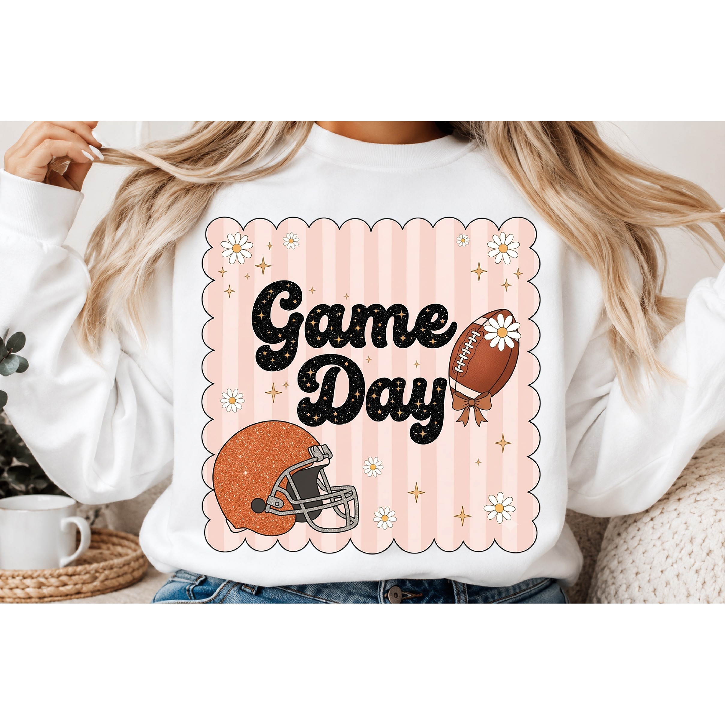 Glitter Football Game Day PNG 2
