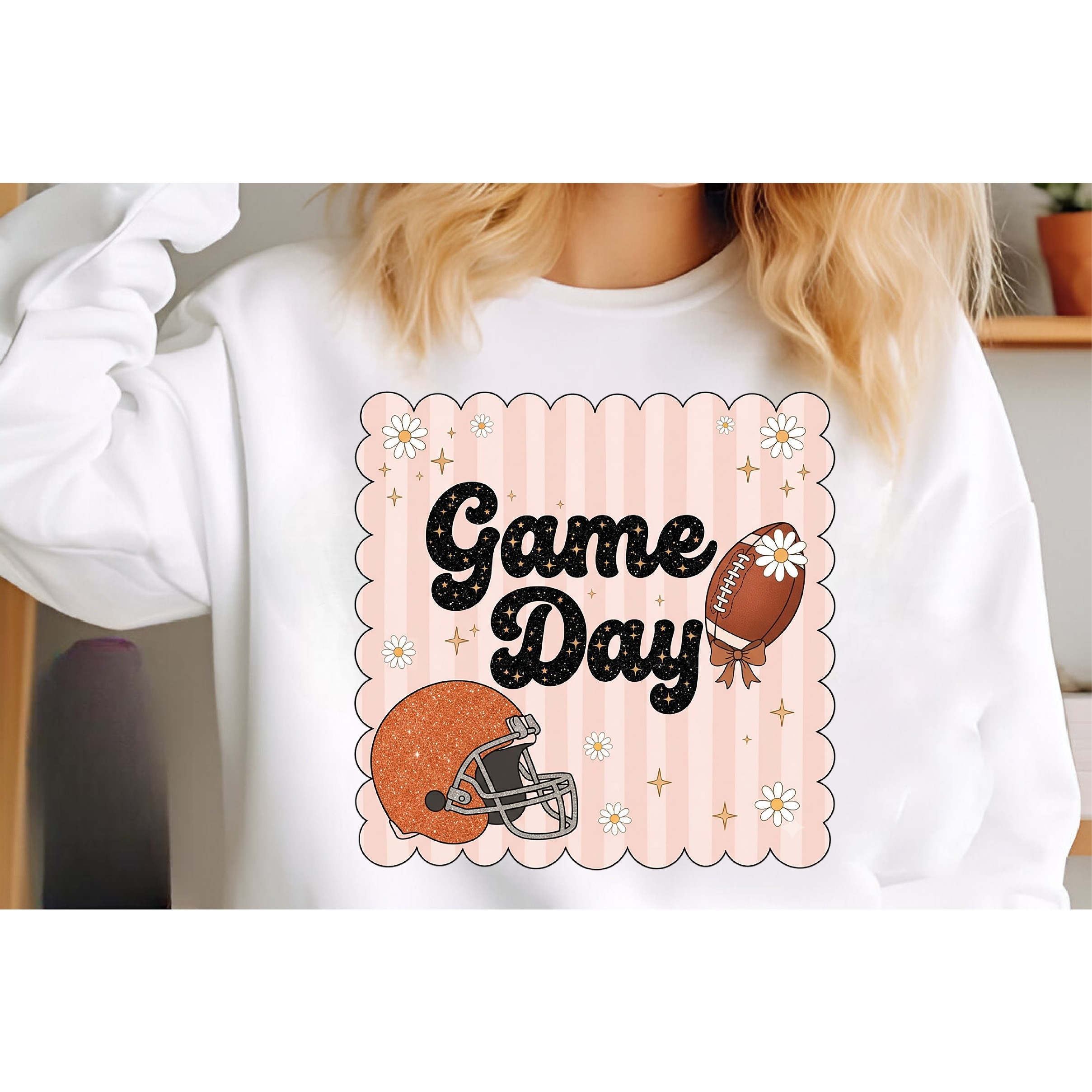 Glitter Football Game Day PNG 3