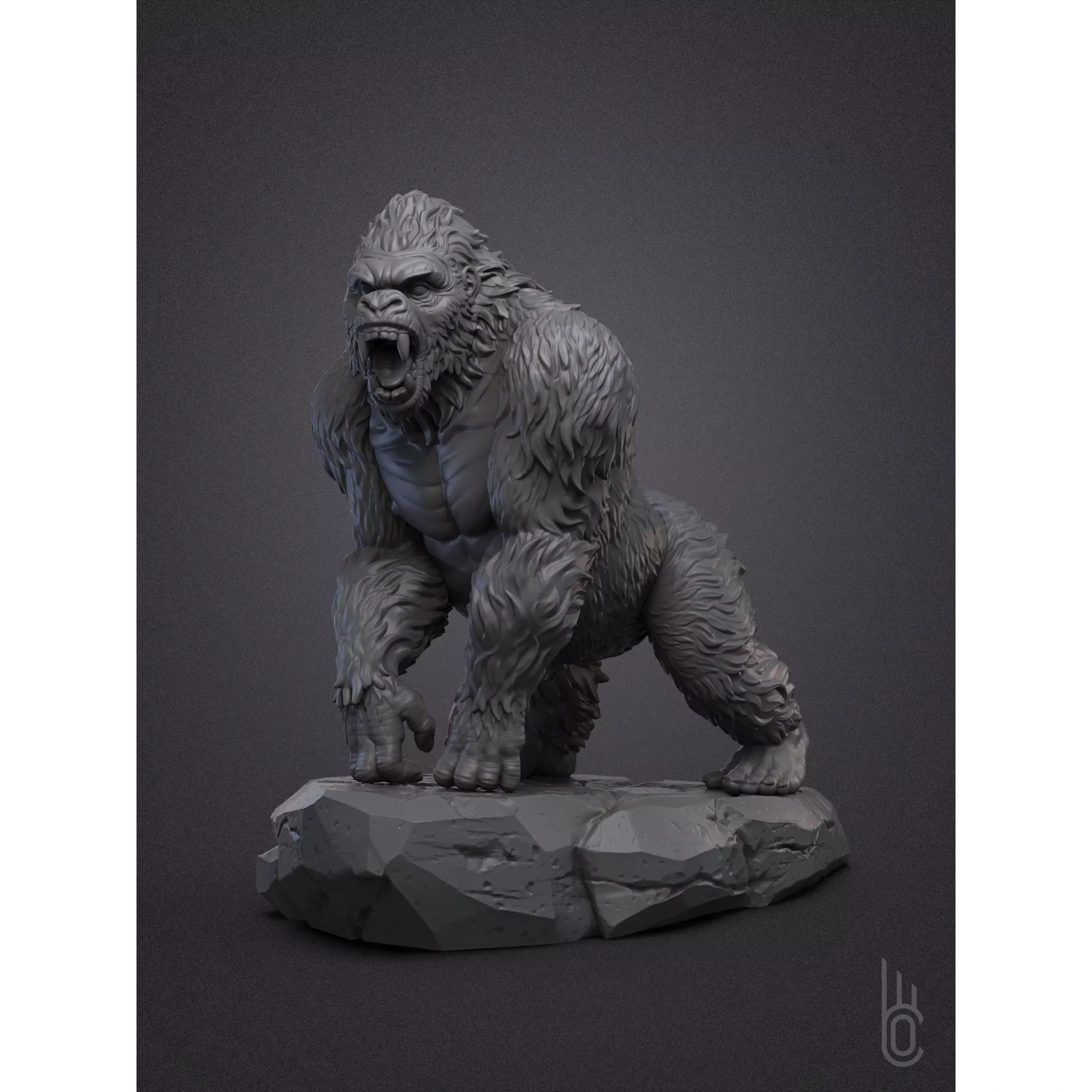 Gorilla on rock 3D print model