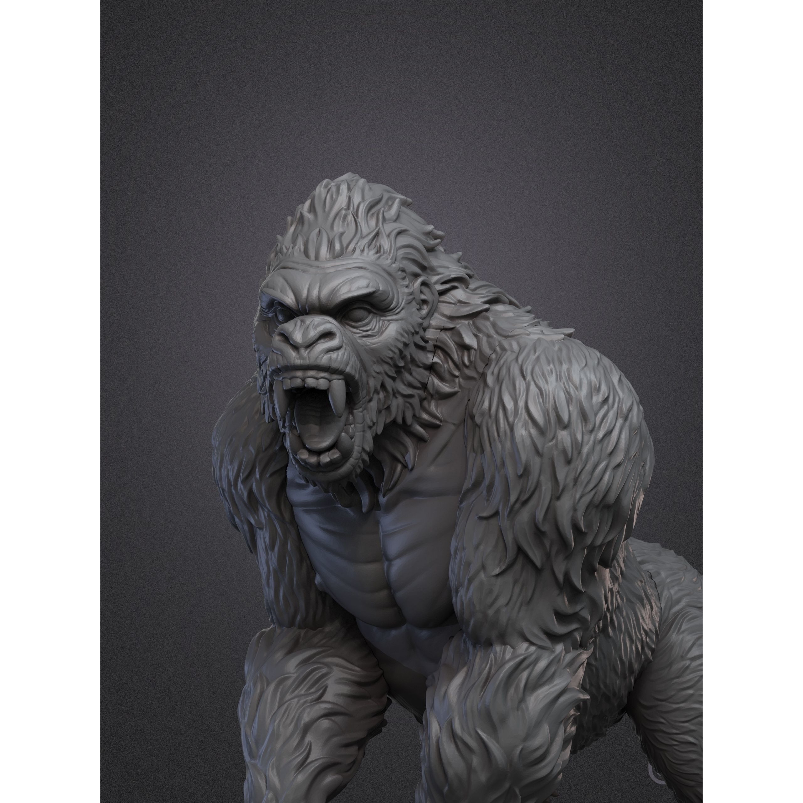 Gorilla on rock 3D print model 6
