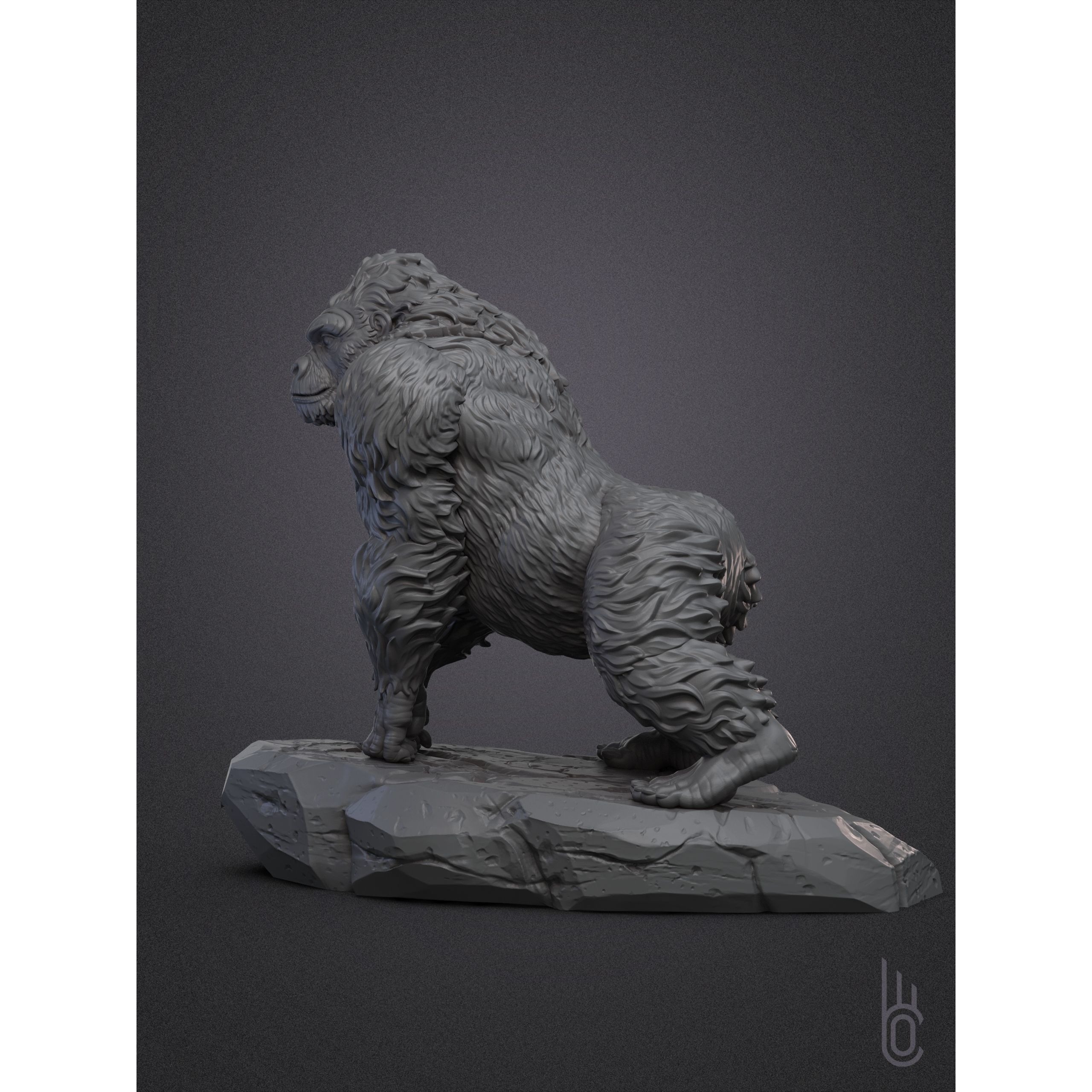 Gorilla on rock 3D print model 7