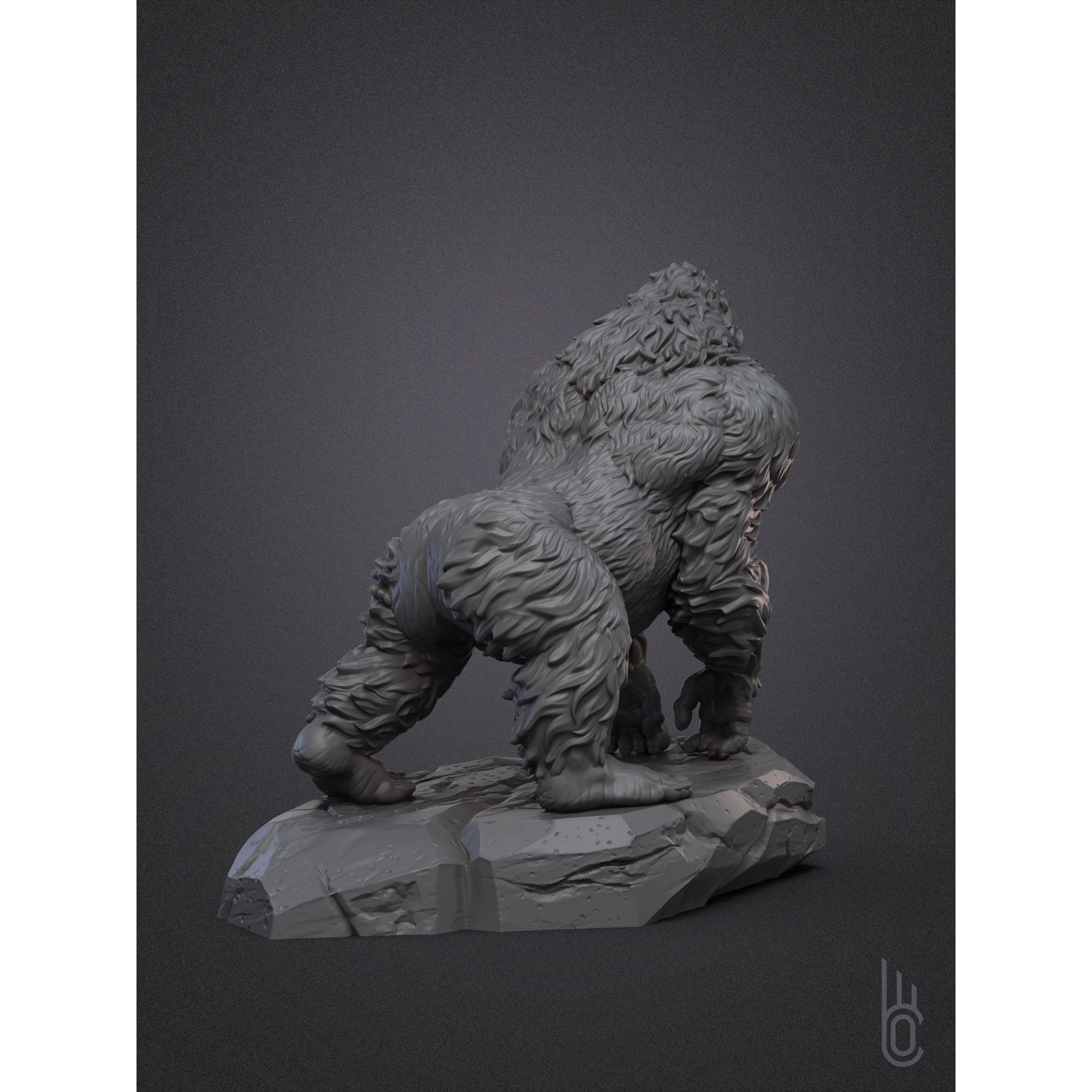 Gorilla on rock 3D print model 8