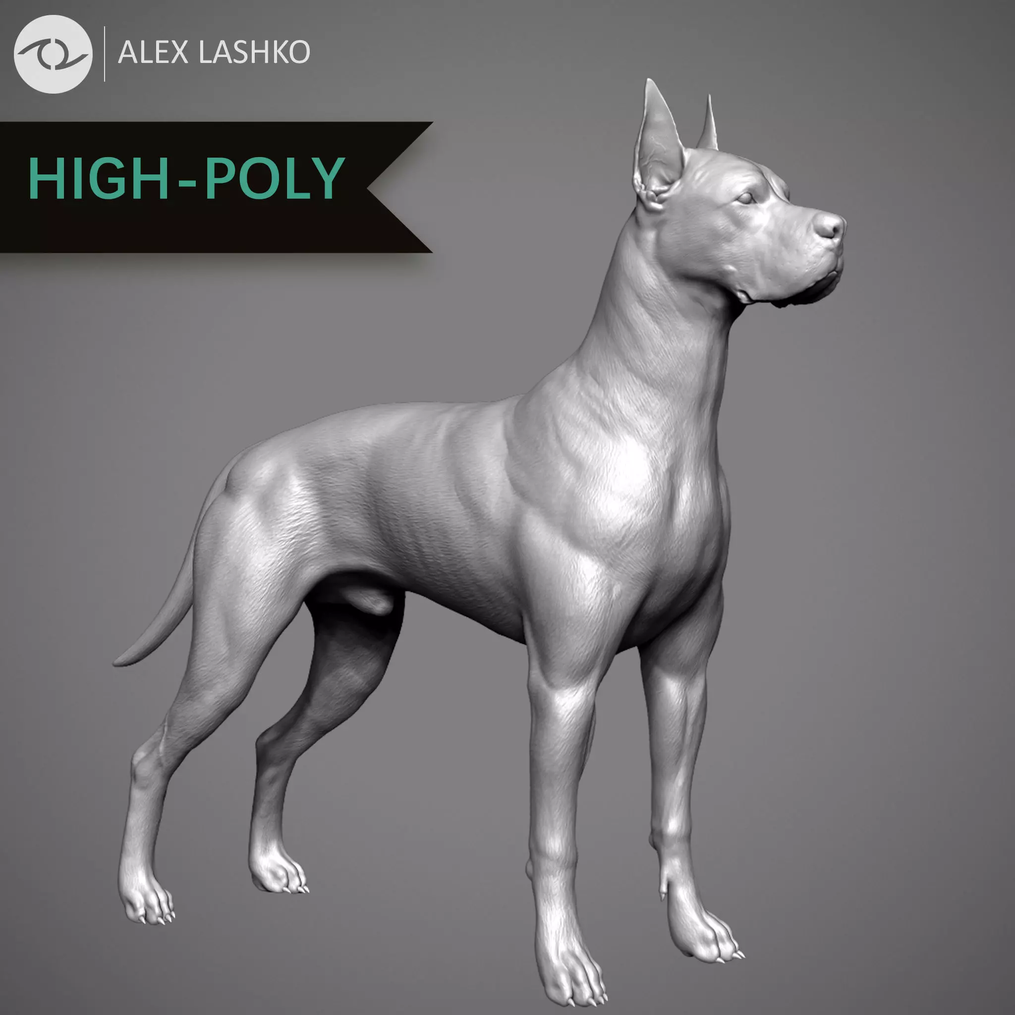 Great Dane High-Poly 3D print model