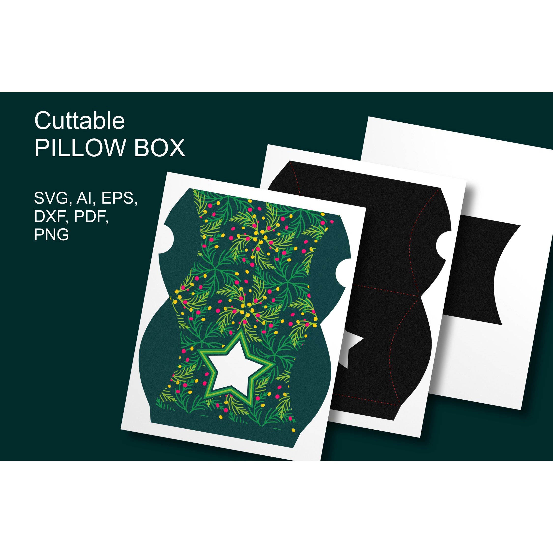 Green Christmas Pillow Box with Star Window for Print n Cut 5