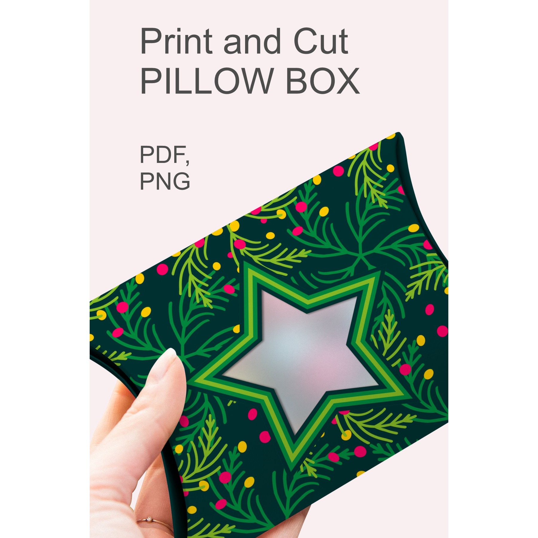 Green Christmas Pillow Box with Star Window for Print n Cut 6