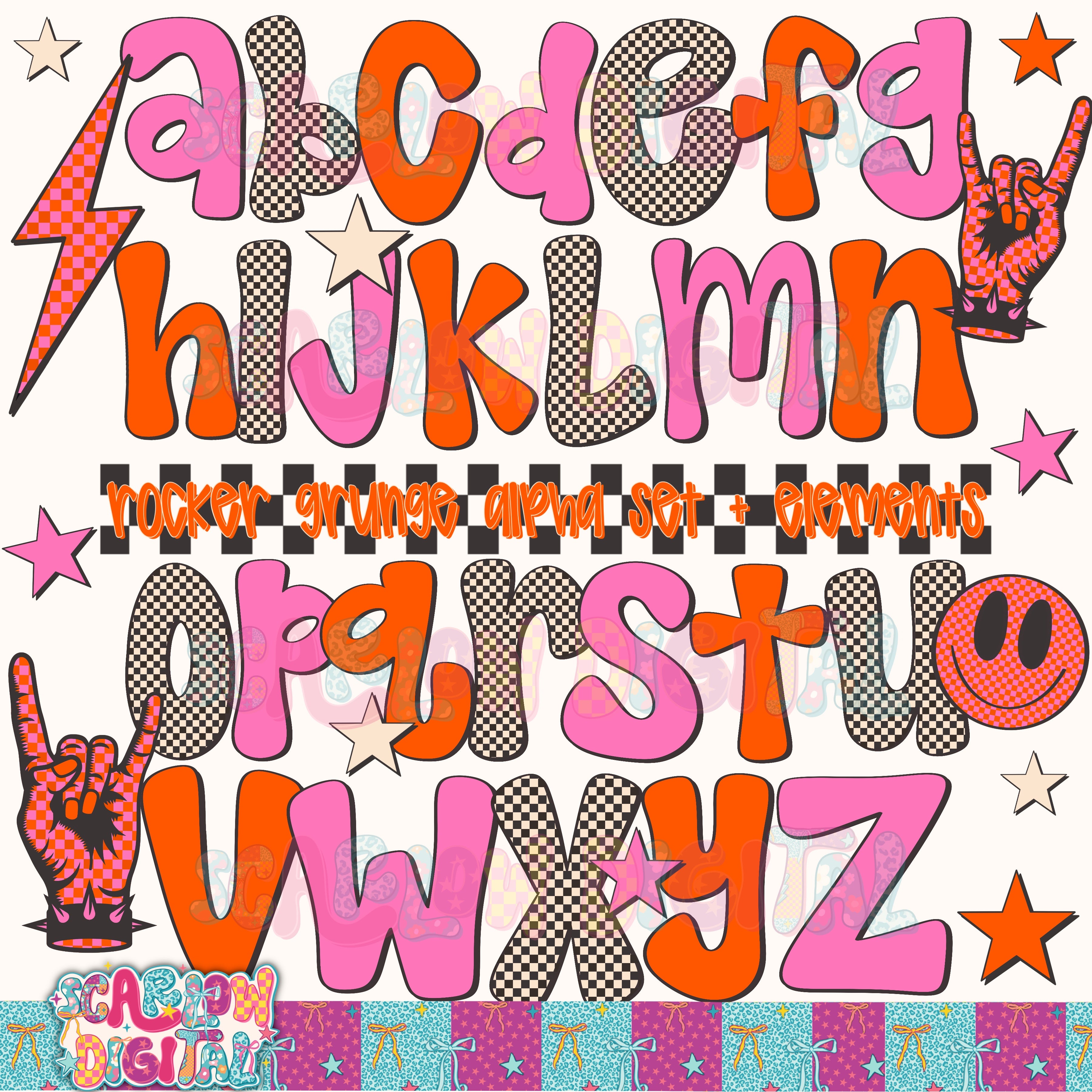 Grunge and Rocker Alphabet Set Digital Design