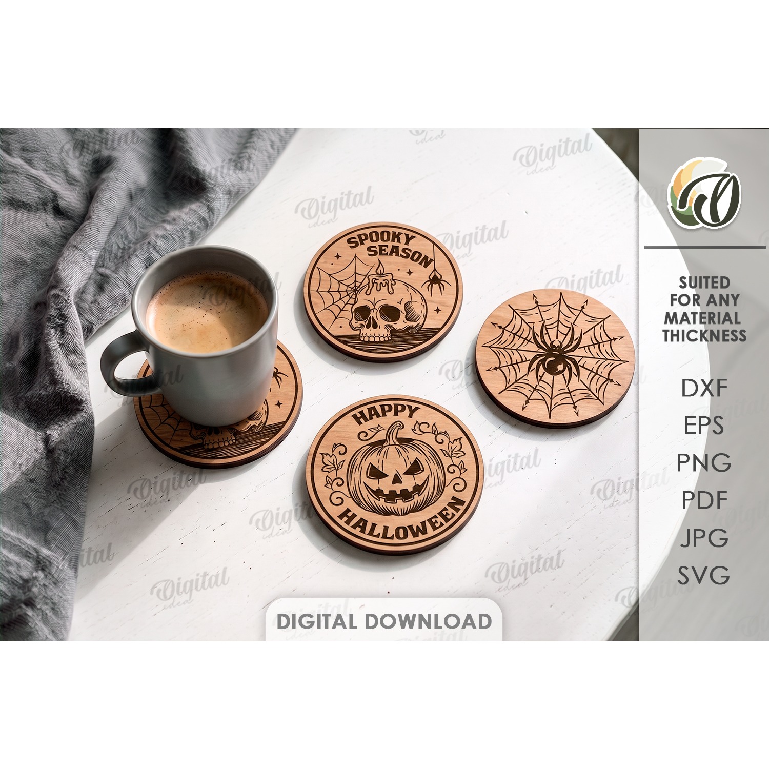 Halloween Coasters Bundle Laser Cut. Drink Coaster SVG 6