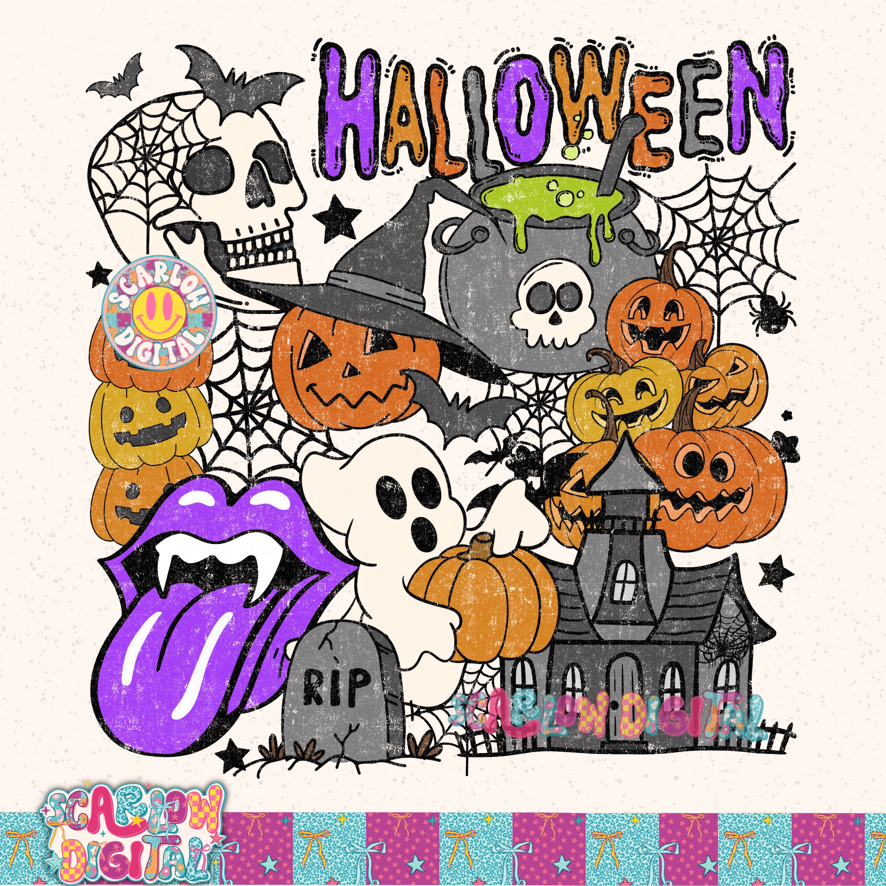 Halloween Collage PNG Digital Design