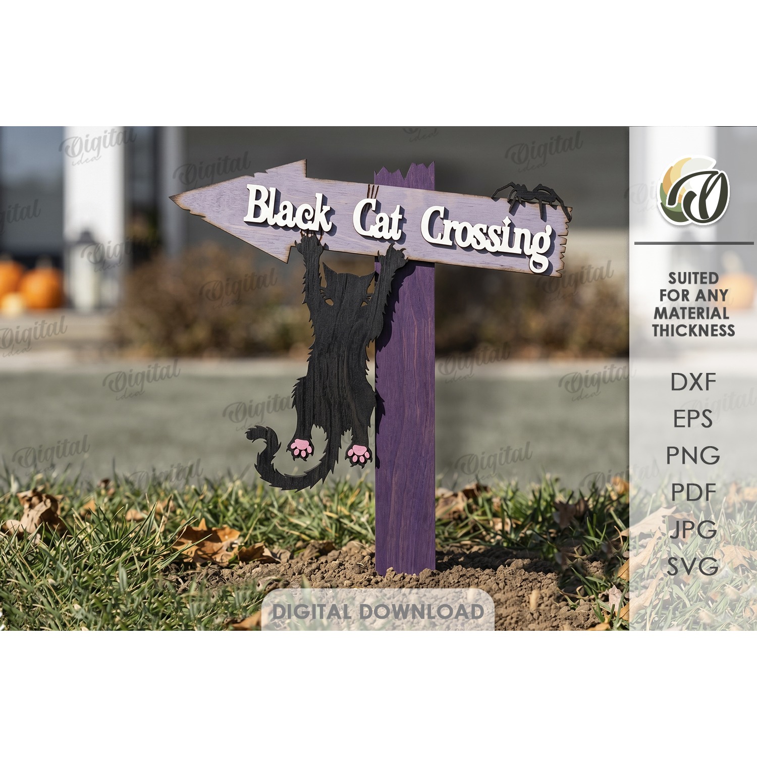 Halloween Directional Sign Laser Cut. Yard Stake SVG