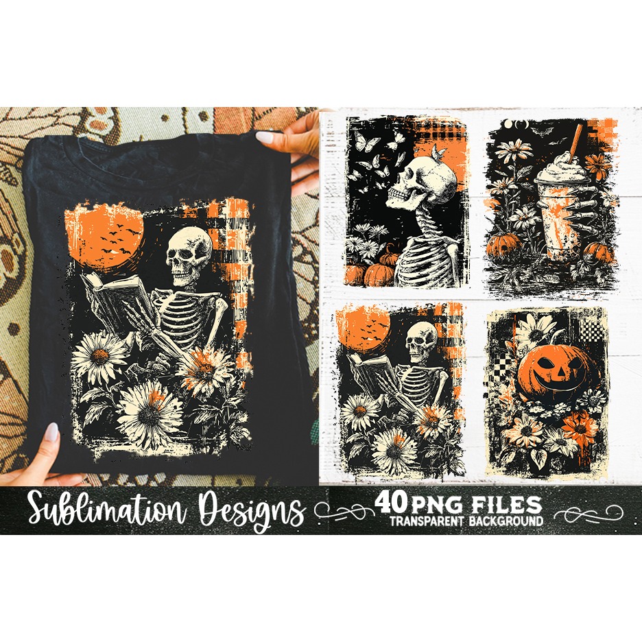 Halloween distressed grunge sublimation bundle 40 PNG 2