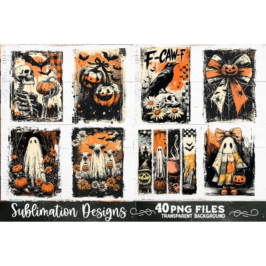 Halloween distressed grunge sublimation bundle 40 PNG 11