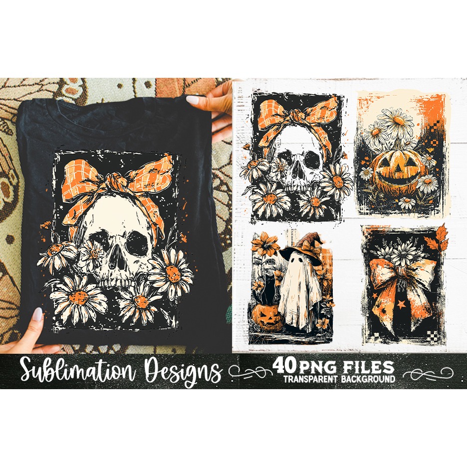 Halloween distressed grunge sublimation bundle 40 PNG 12