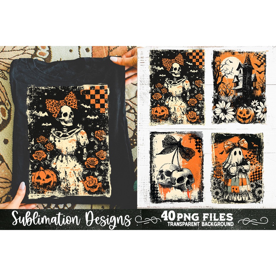 Halloween distressed grunge sublimation bundle 40 PNG 3