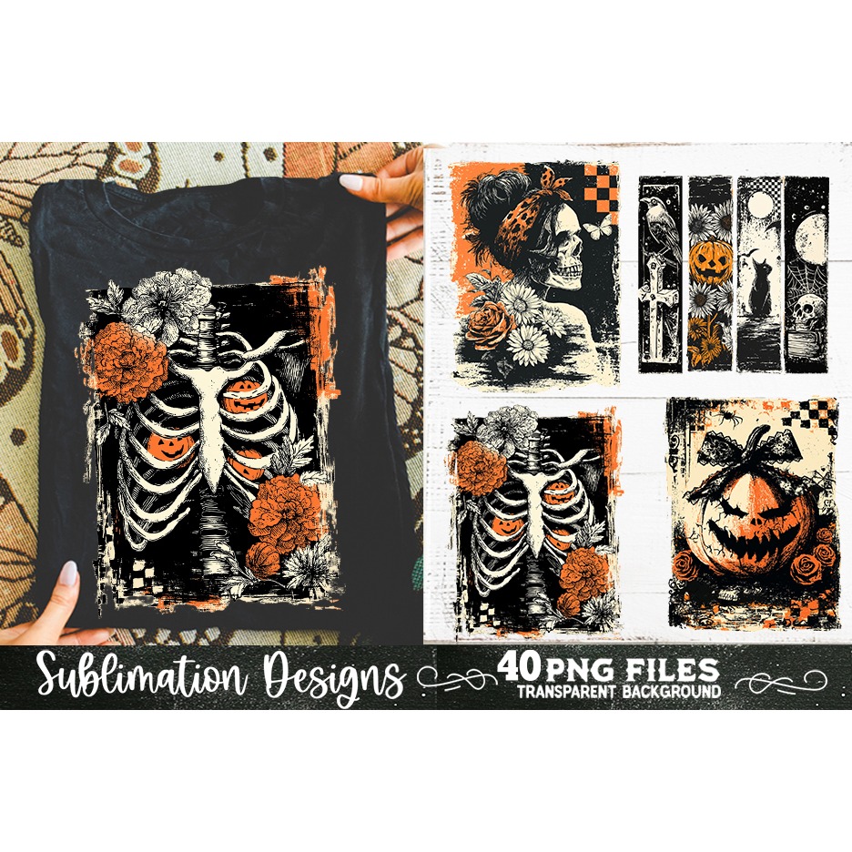 Halloween distressed grunge sublimation bundle 40 PNG 5