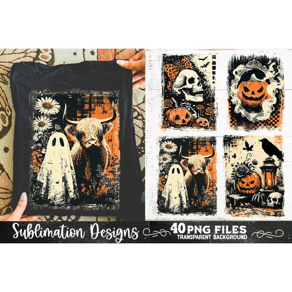 Halloween distressed grunge sublimation bundle 40 PNG 7