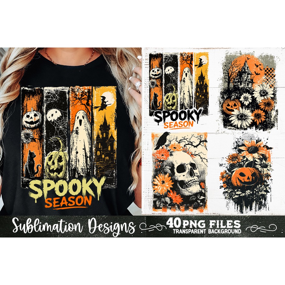 Halloween distressed grunge sublimation bundle 40 PNG 8