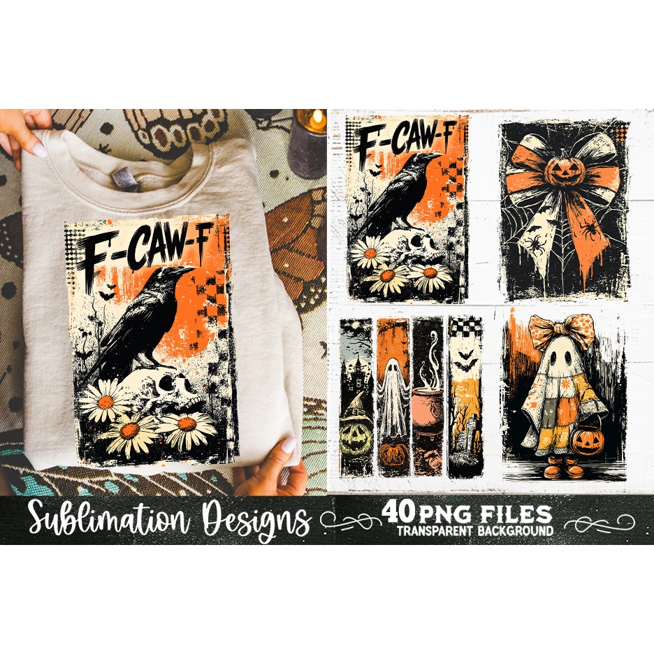 Halloween distressed grunge sublimation bundle 40 PNG 9
