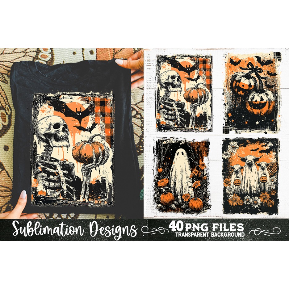 Halloween distressed grunge sublimation bundle 40 PNG 10