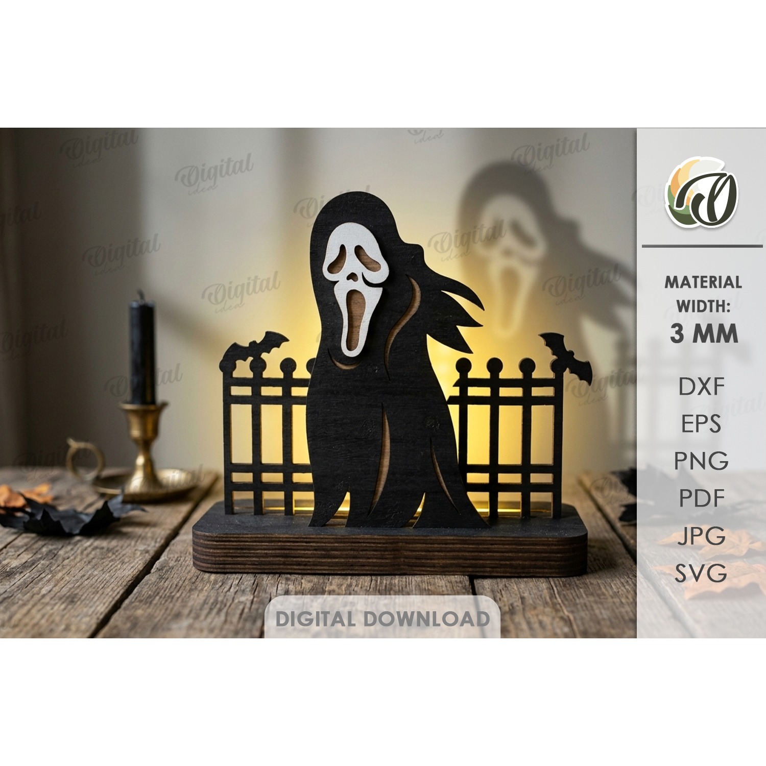 Halloween Light Stands Bundle Laser Cut. Candle Holder SVG 12