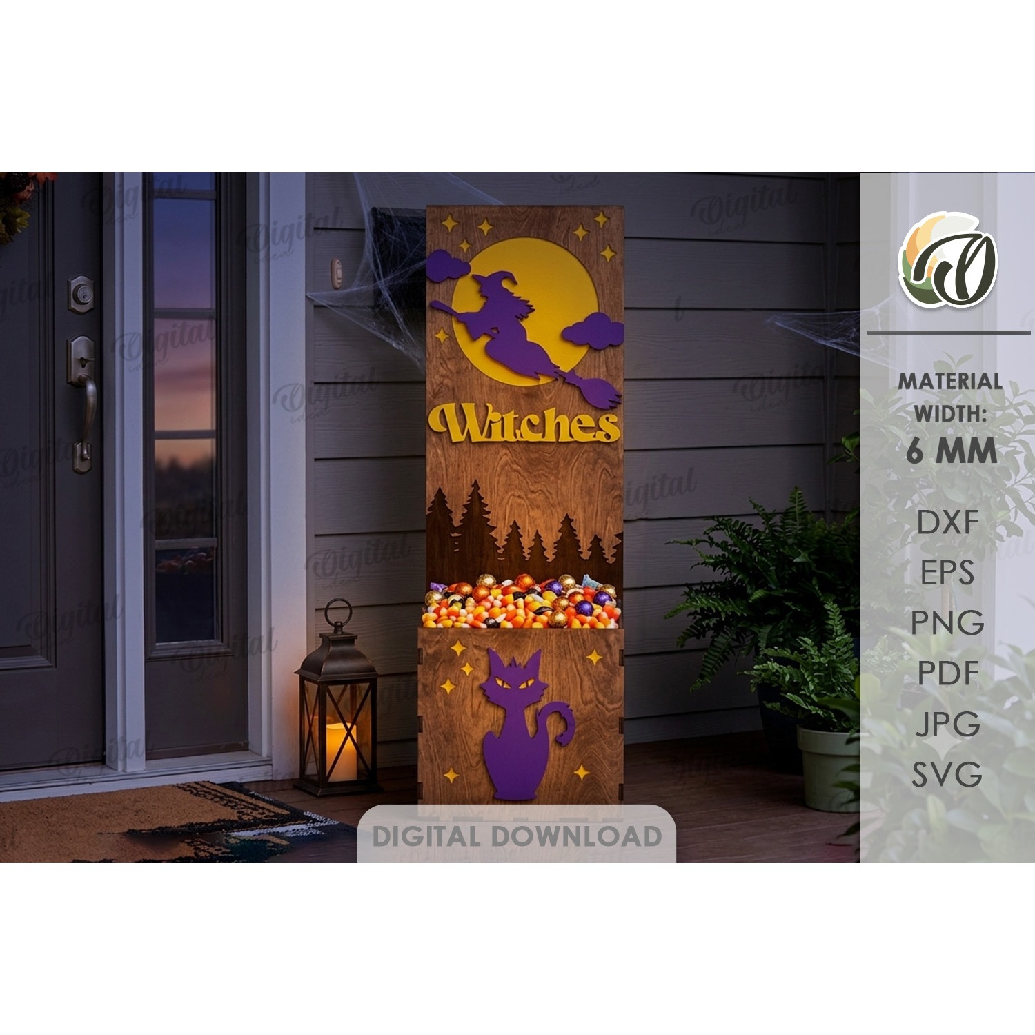 Halloween Porch Candy Holder Laser Cut. Candy Box SVG (6)