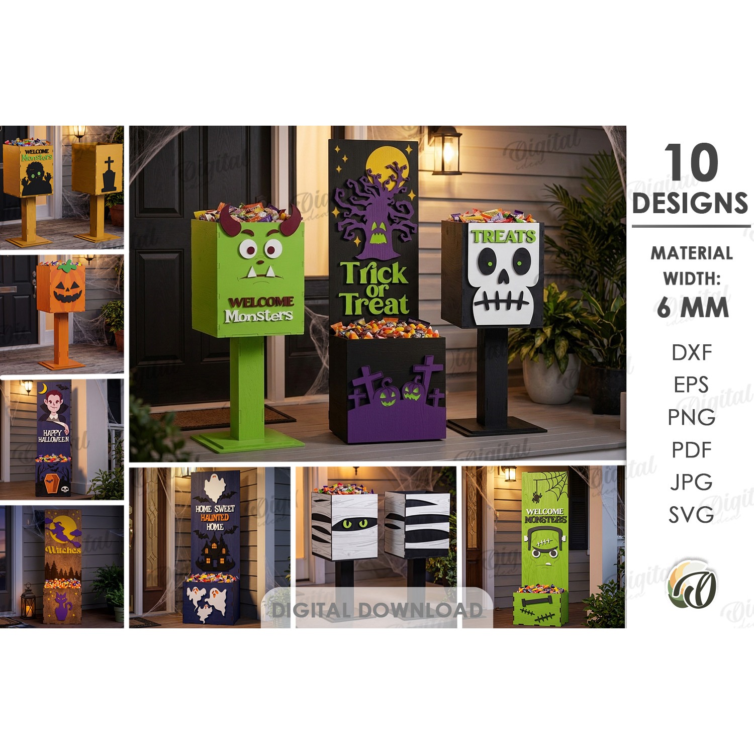 Halloween Porch Candy Holders Bundle Lasercut. Halloween SVG