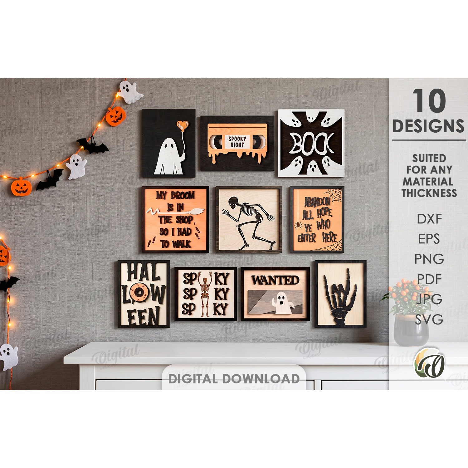 Halloween Wall Signs Bundle Laser Cut. Wall Decor SVG