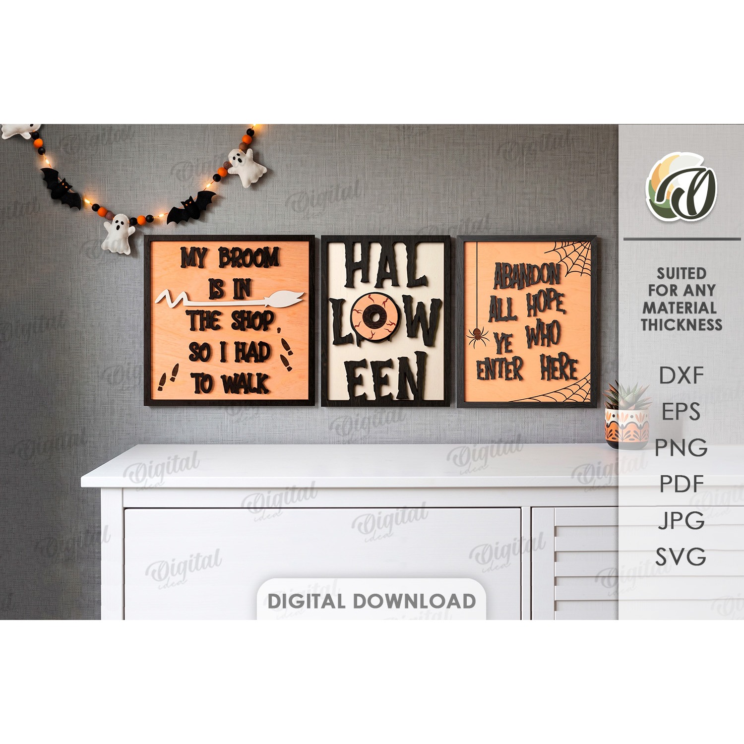 Halloween Wall Signs Bundle Laser Cut. Wall Decor SVG 6