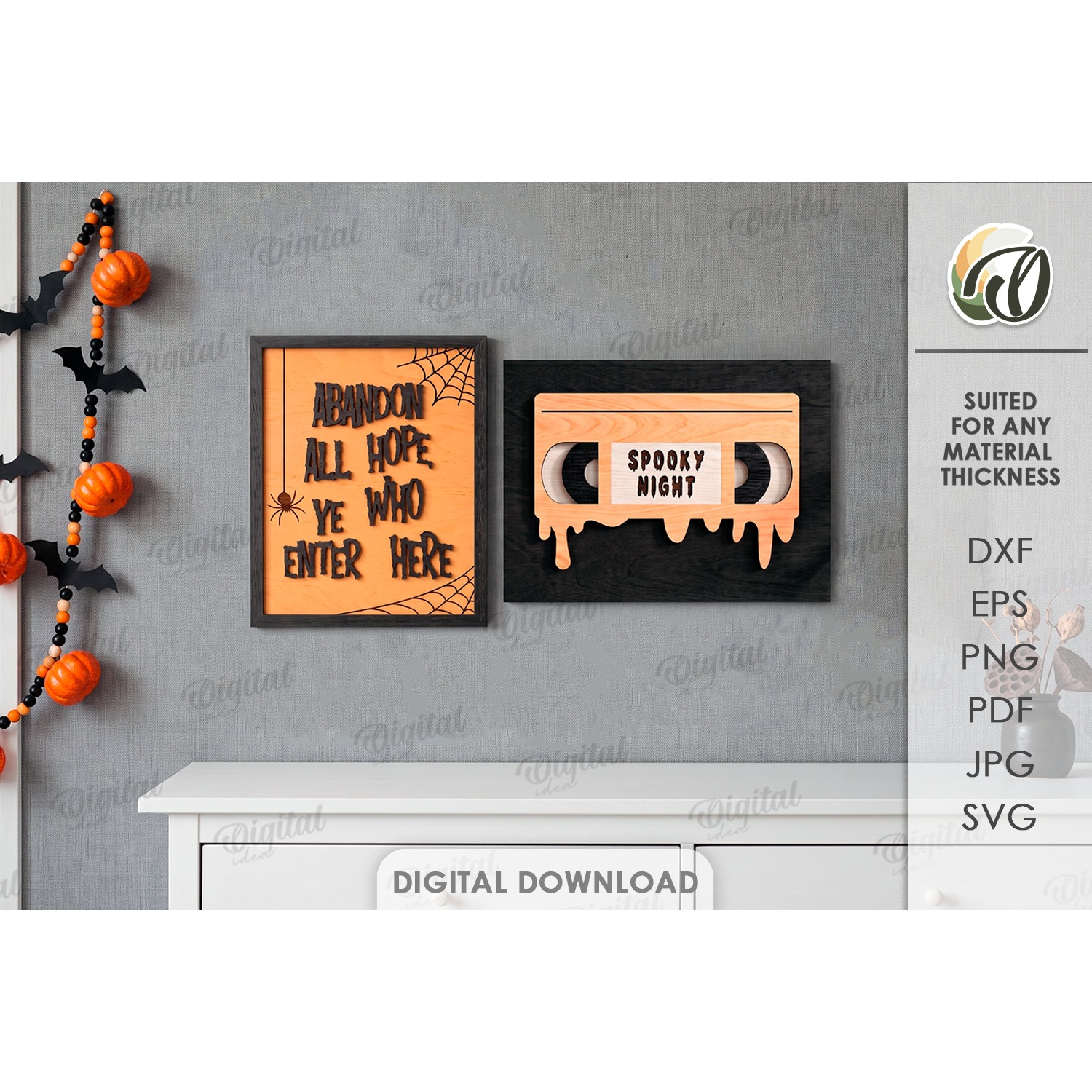 Halloween Wall Signs Laser Cut. Halloween Wall Decor SVG (2)