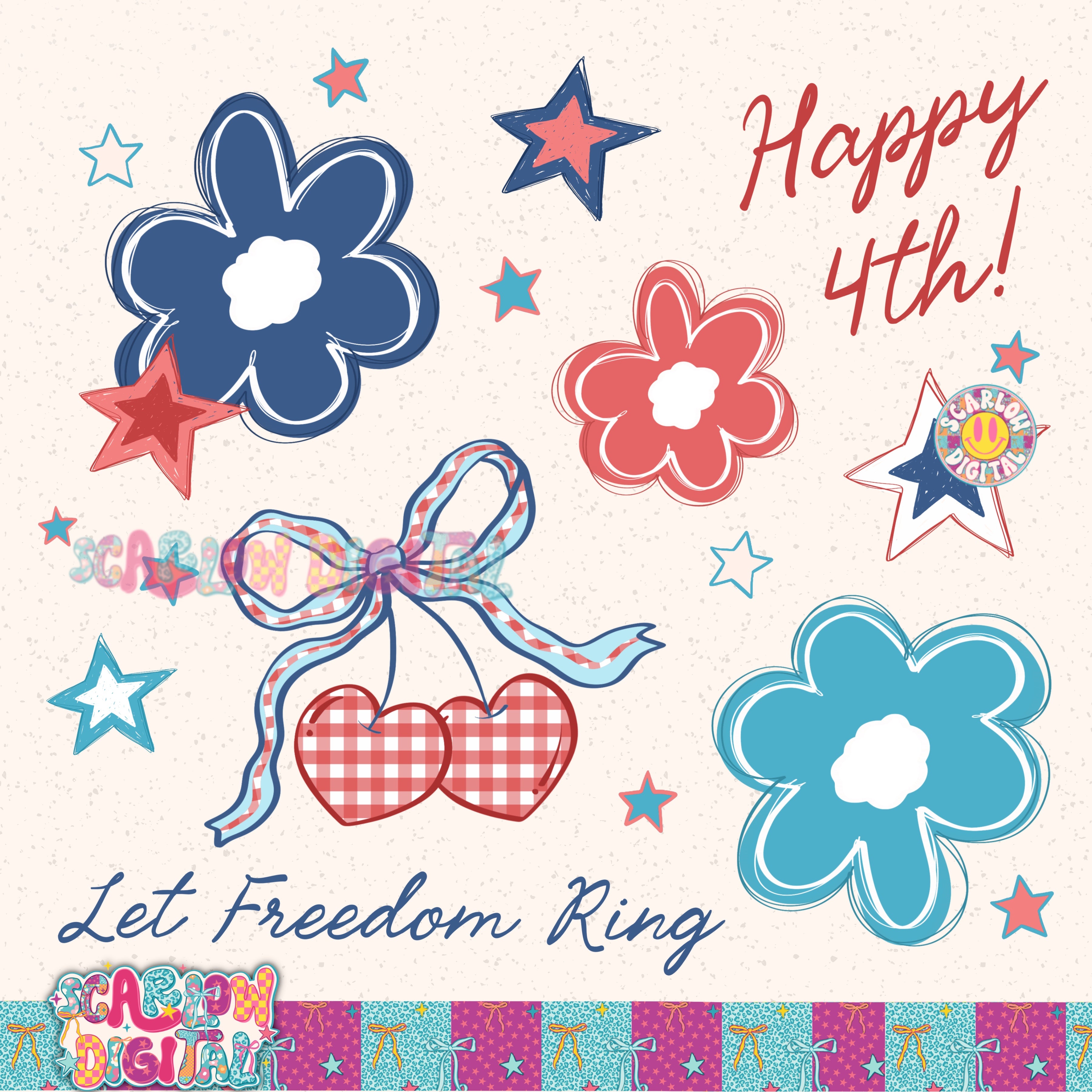 Happy 4th PNG Digital Design