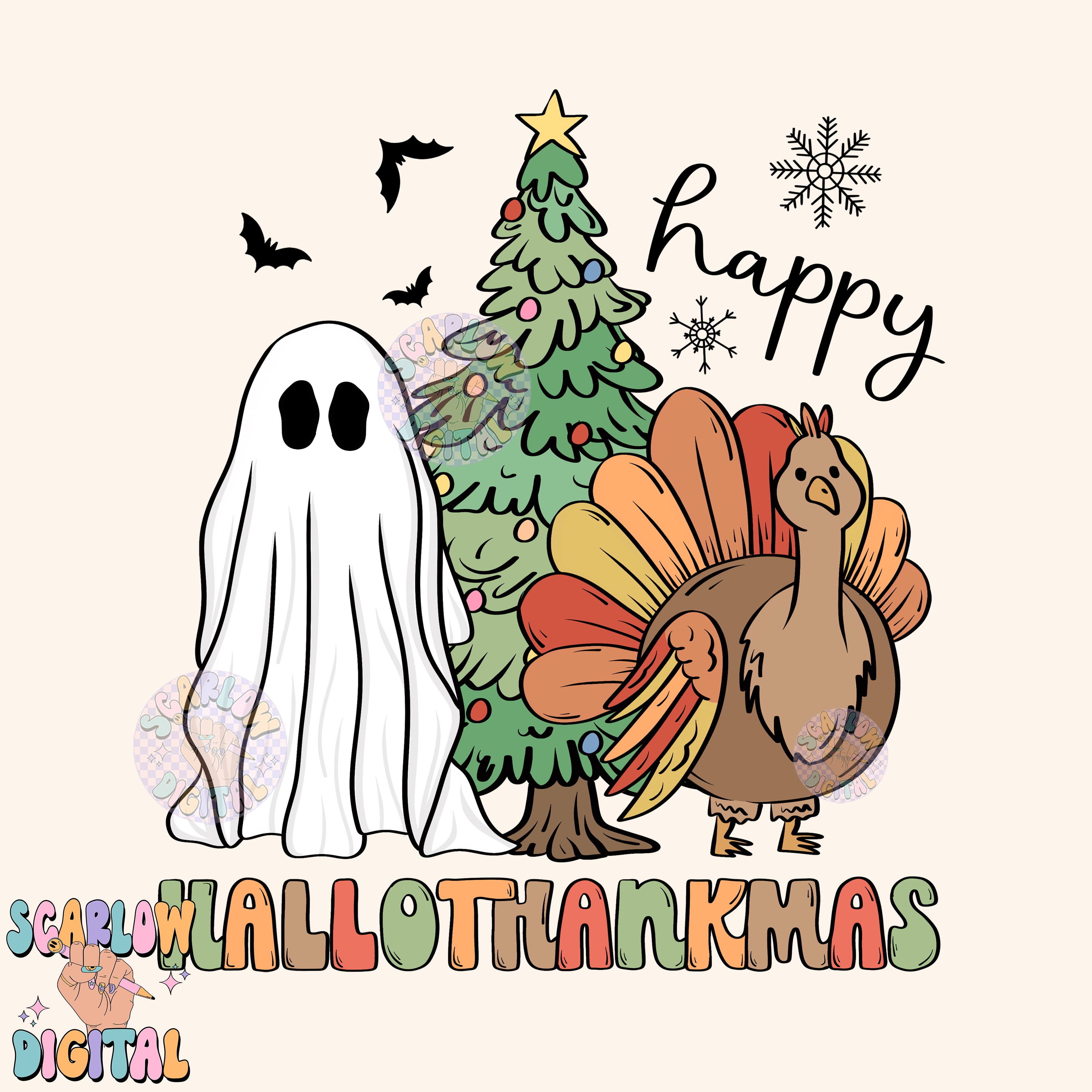 Happy HalloThankMas PNG Digital Design