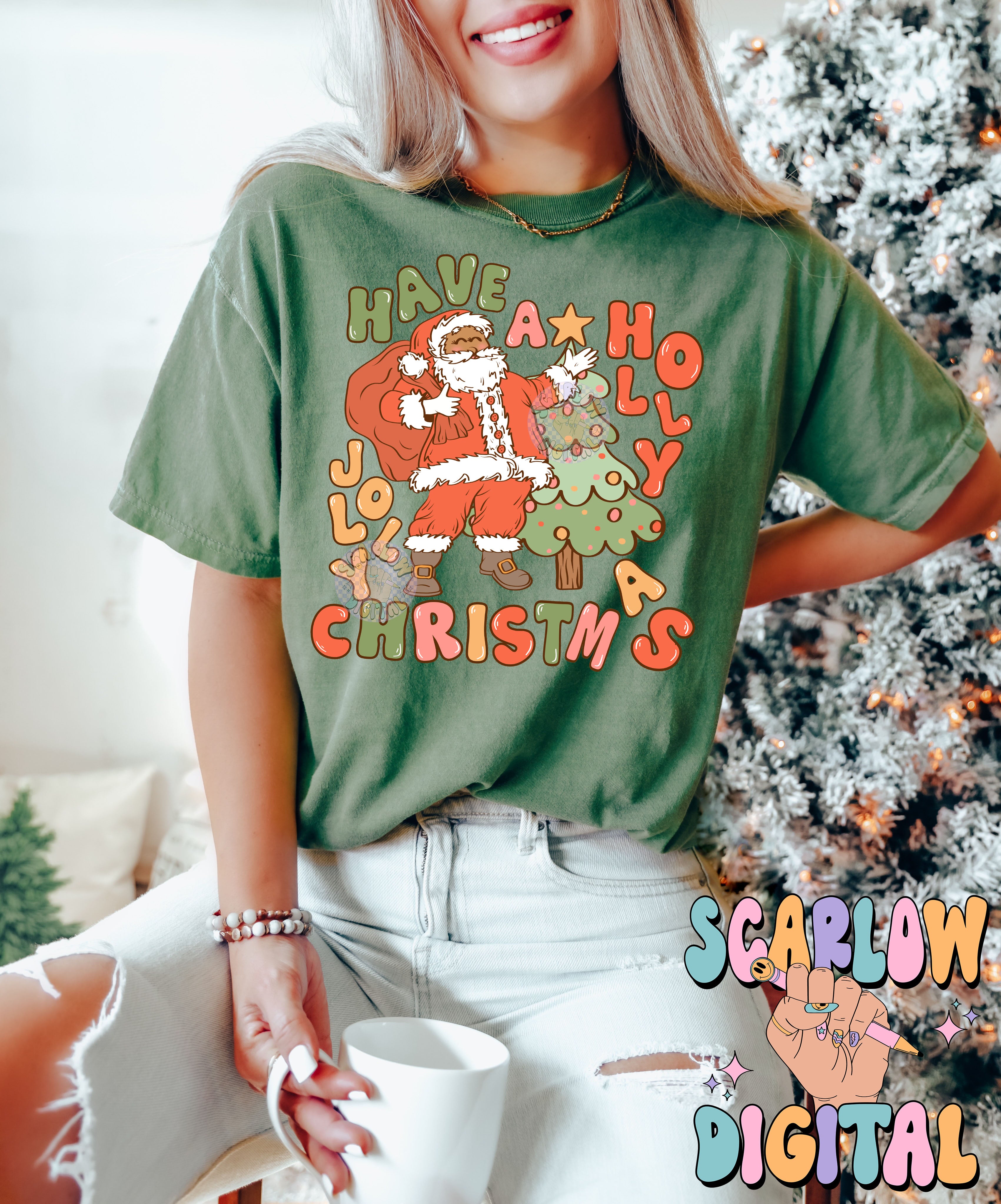 Have a Holly Jolly Christmas PNG Digital Design Download, Christmas png, santa claus png, christmas tree png, traditional christmas png 3