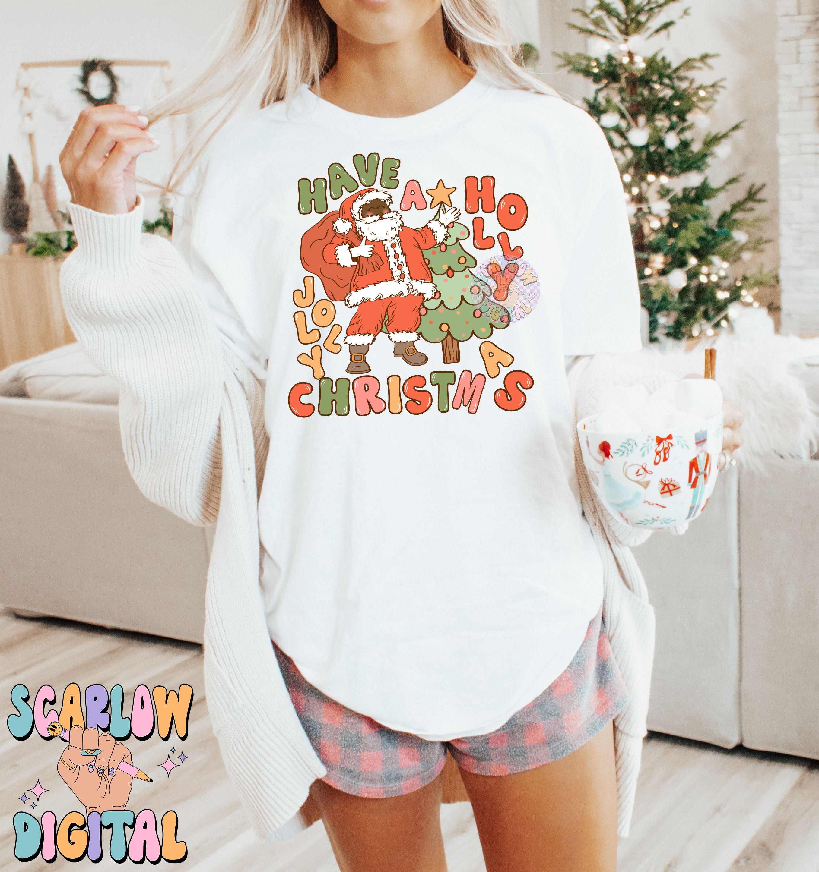 Have a Holly Jolly Christmas PNG Digital Design Download, Christmas png, santa claus png, christmas tree png, traditional christmas png 4