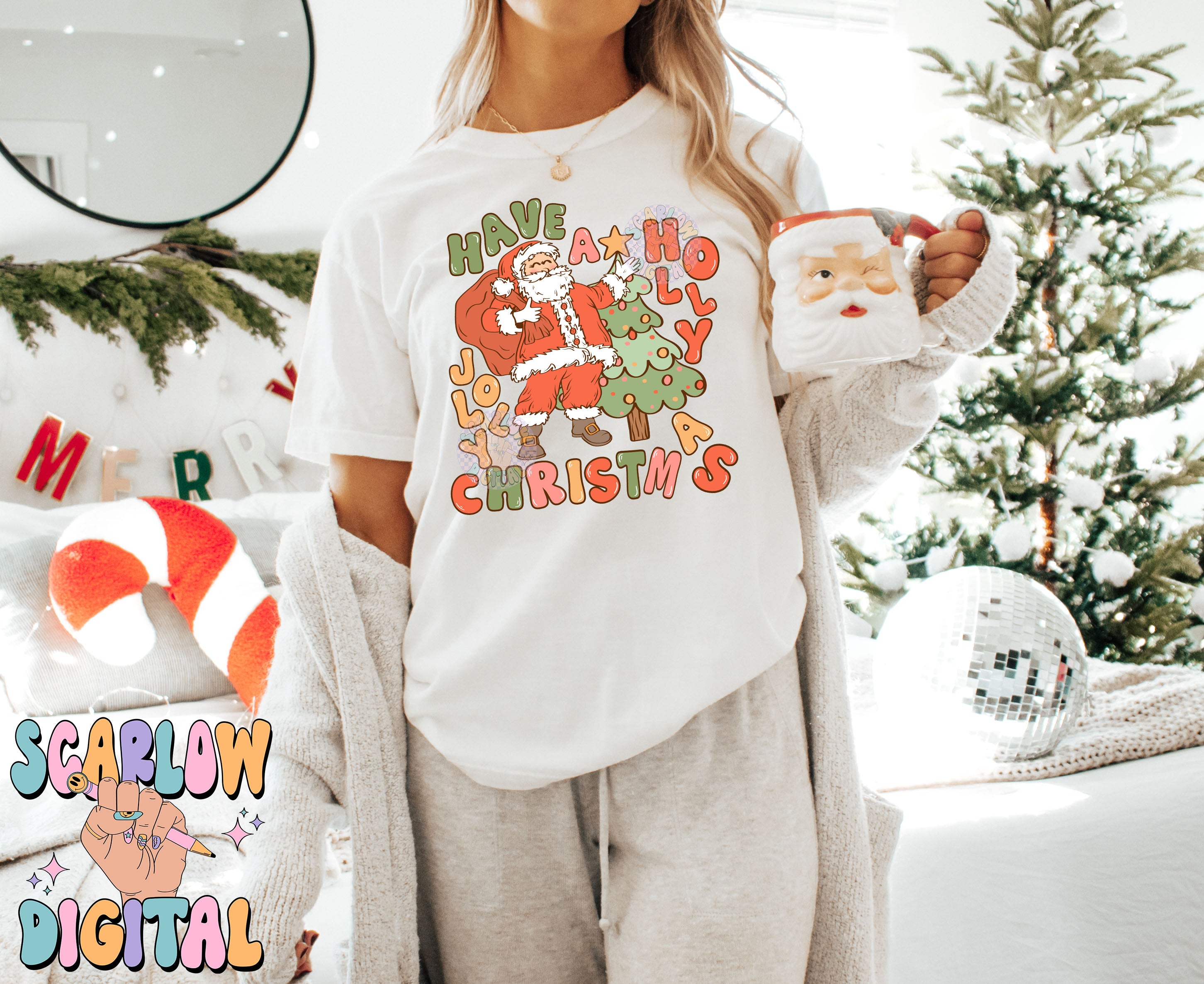 Have a Holly Jolly Christmas PNG Digital Design Download, Christmas png, santa claus png, christmas tree png, traditional christmas png 5