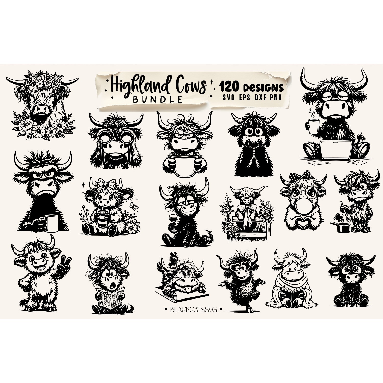 Highland cow bundle svg, sassy cow bundle 120 designs svg 2