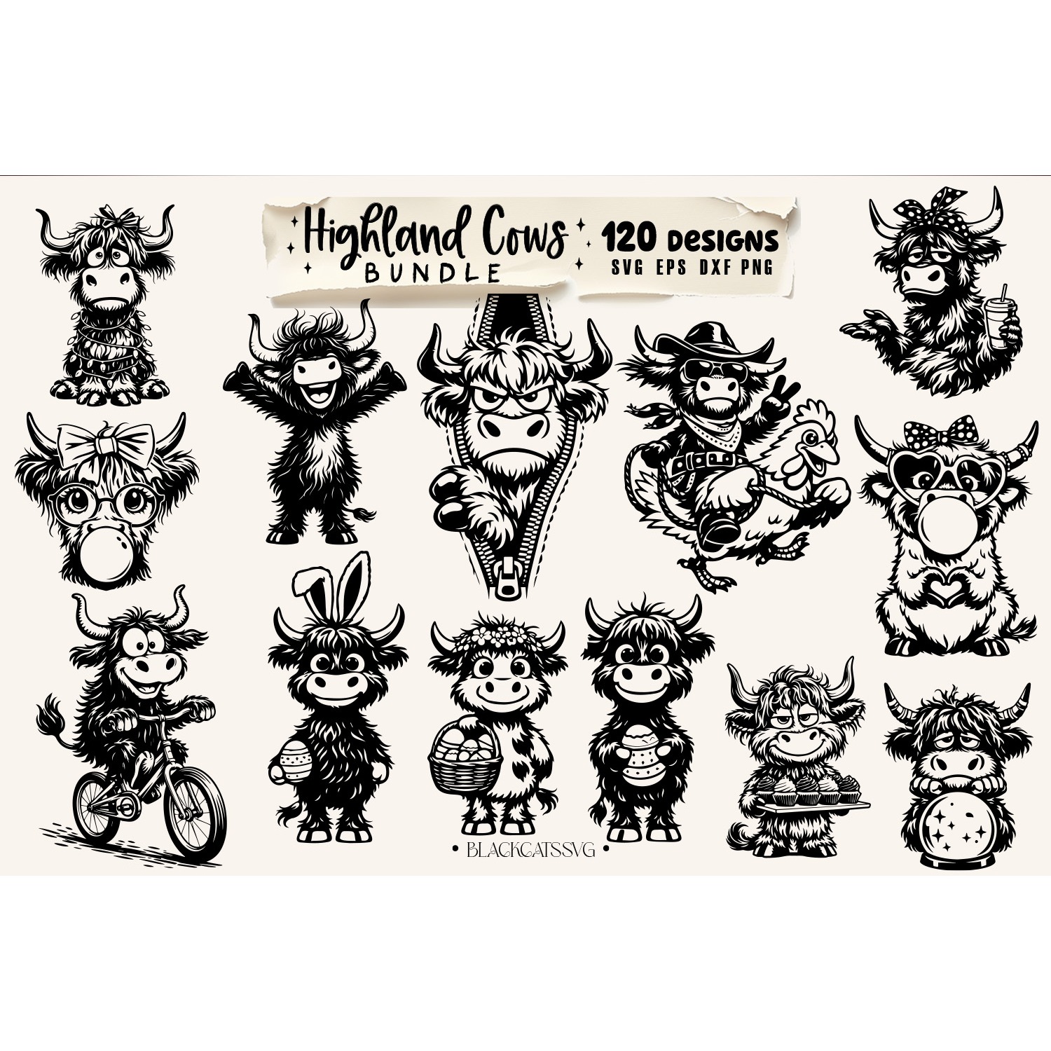 Highland cow bundle svg, sassy cow bundle 120 designs svg 3