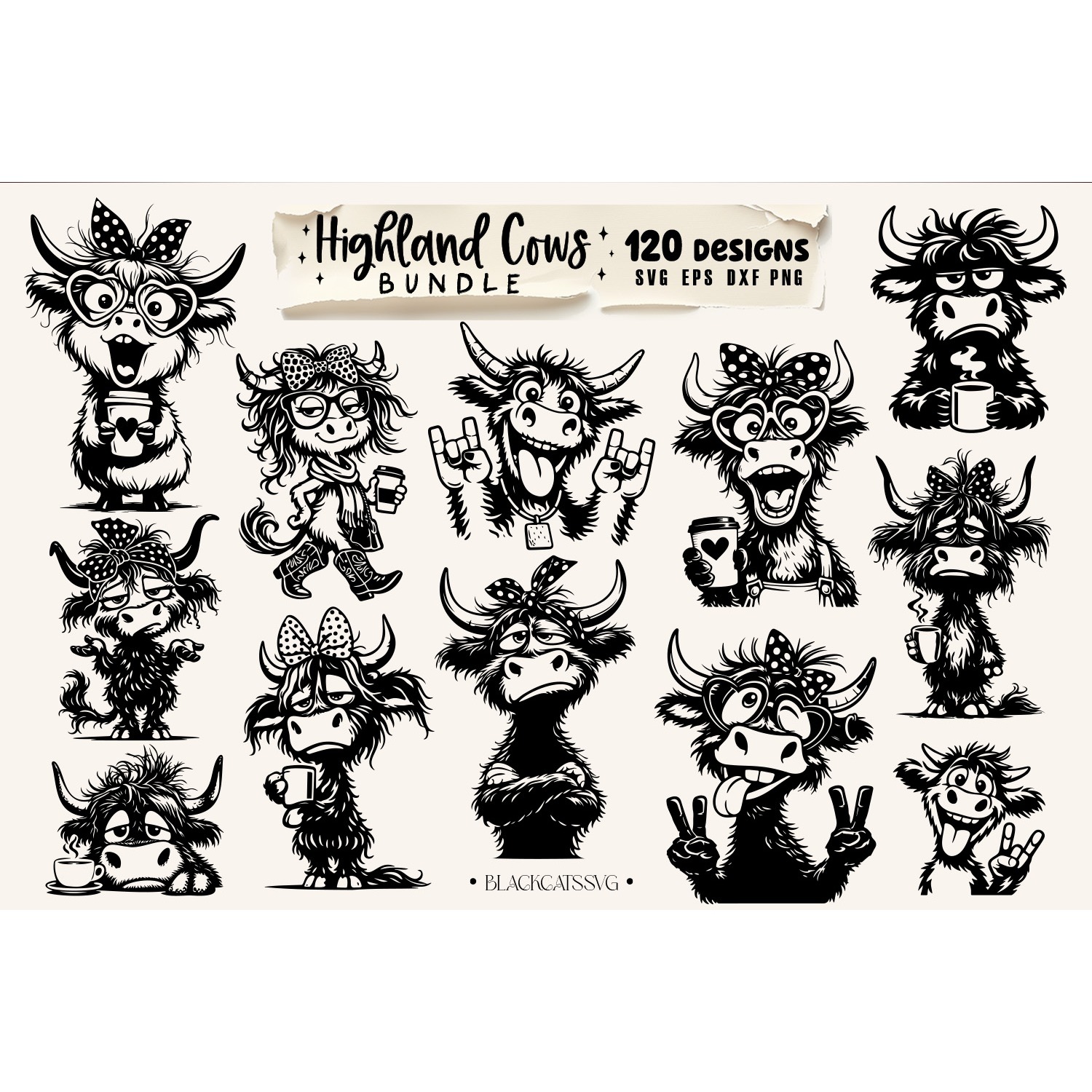 Highland cow bundle svg, sassy cow bundle 120 designs svg 4