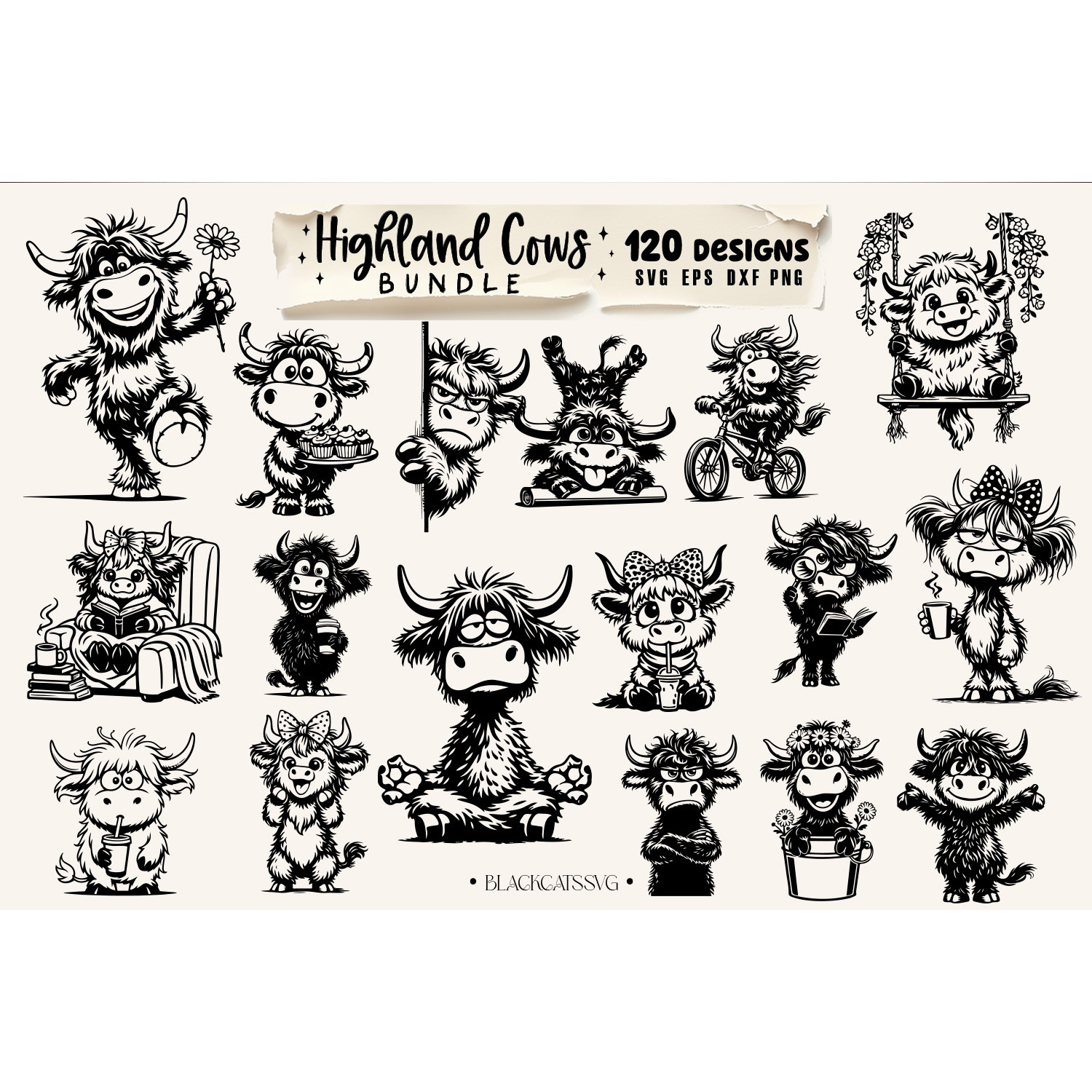 Highland cow bundle svg, sassy cow bundle 120 designs svg 5