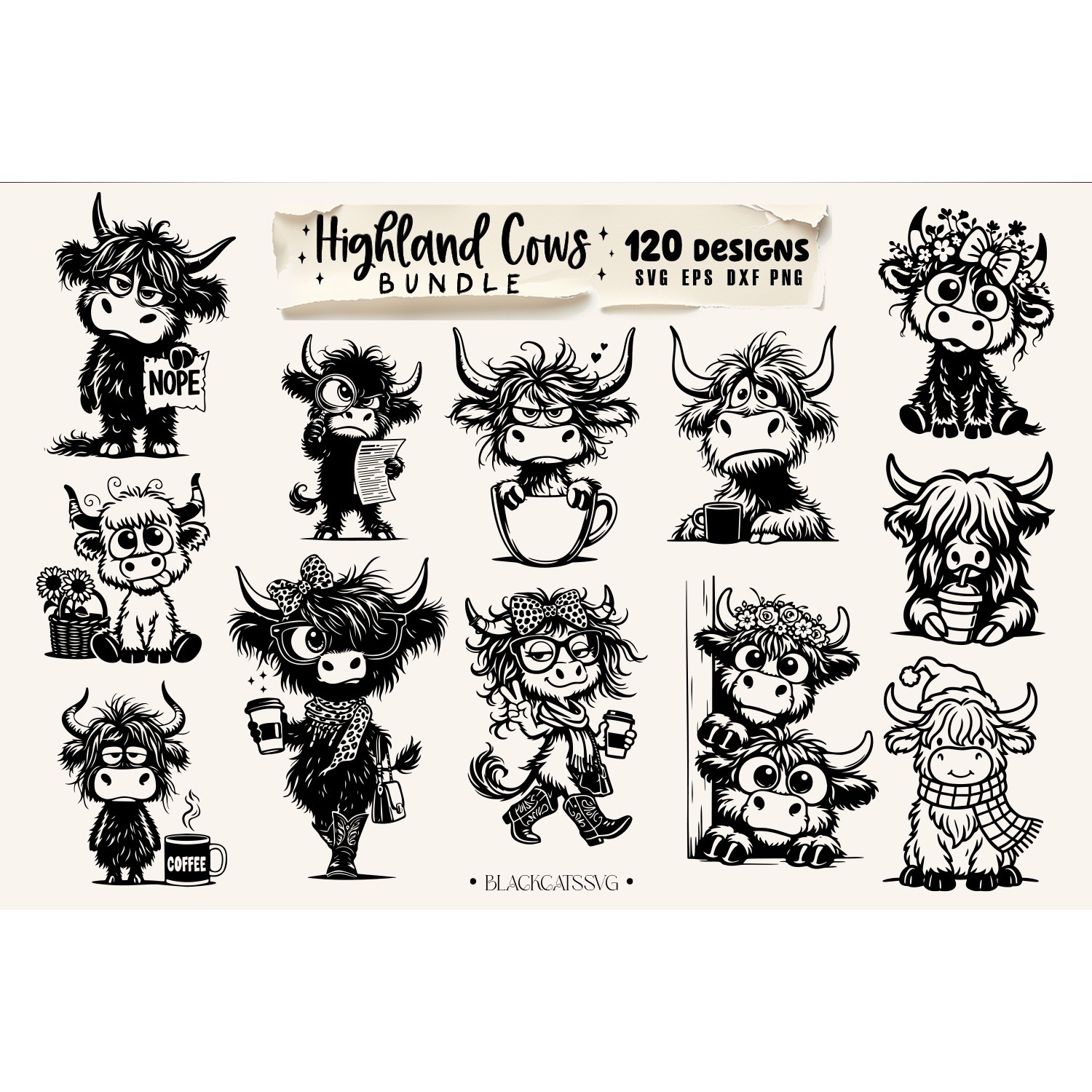 Highland cow bundle svg, sassy cow bundle 120 designs svg 6