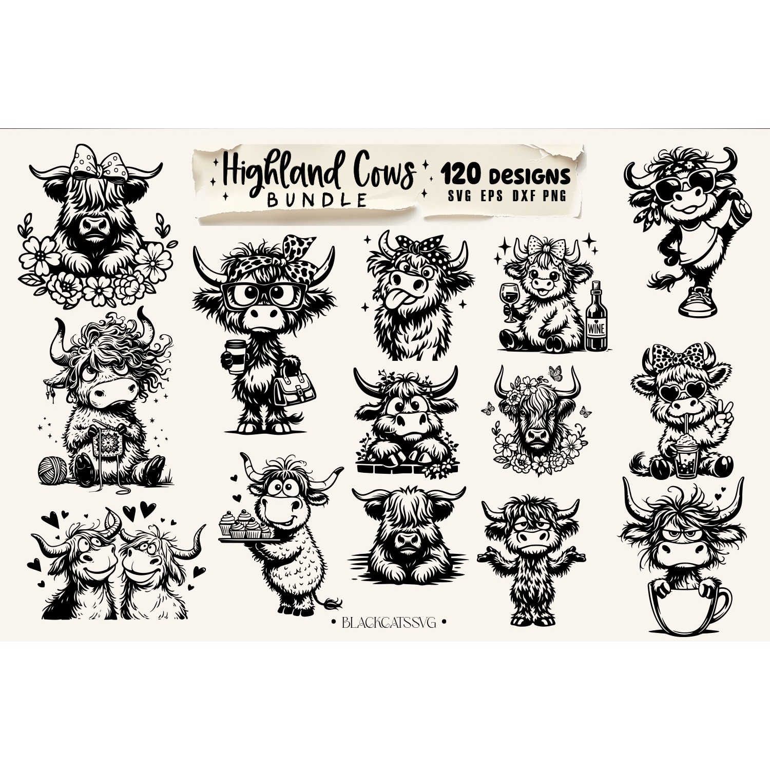 Highland cow bundle svg, sassy cow bundle 120 designs svg 9
