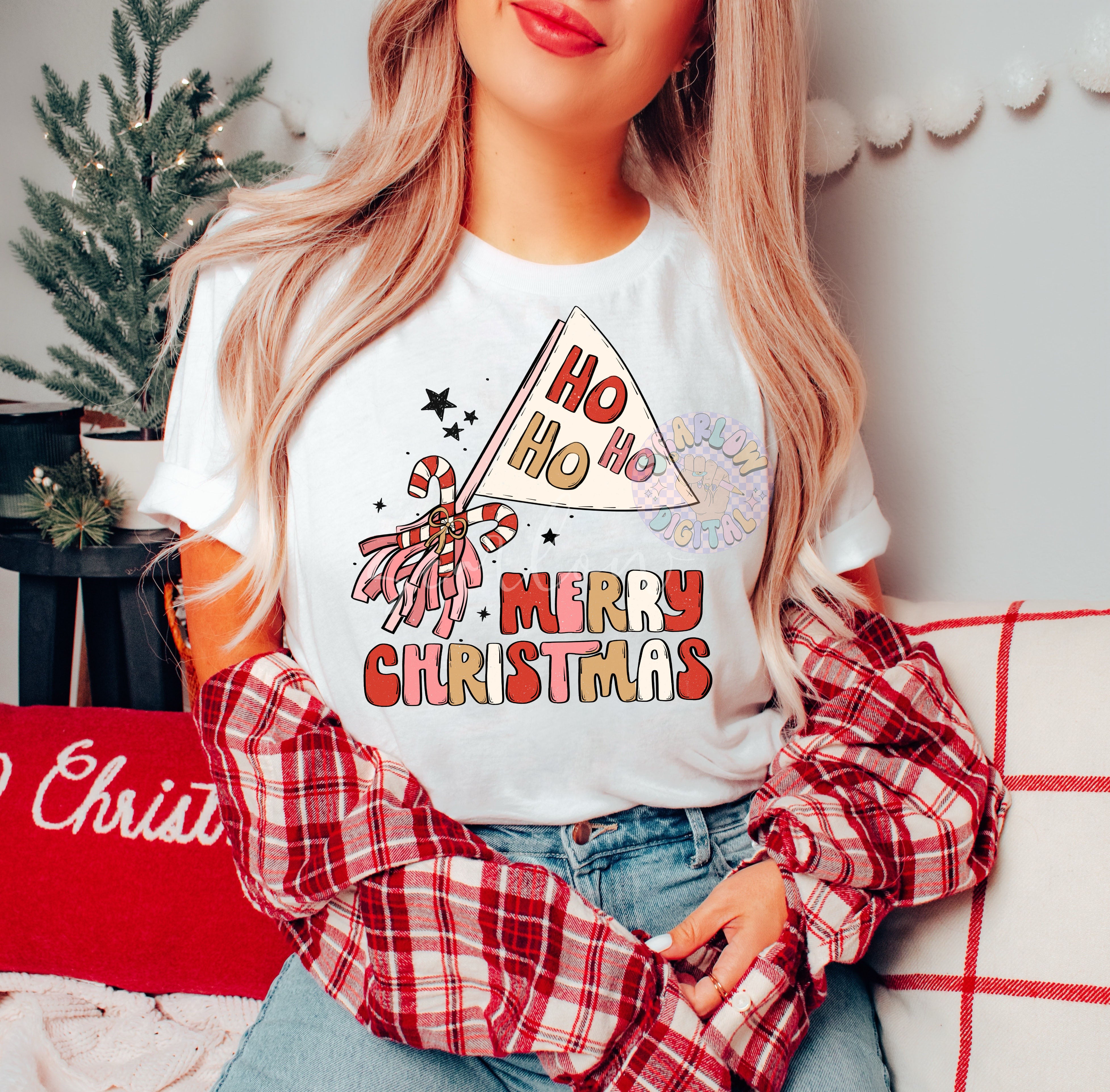 Ho Ho Ho Flag PNG-Merry Christmas Sublimation Digital Design Download-candy cane png, handdrawn png, cute christmas png, girly xmas png file 4