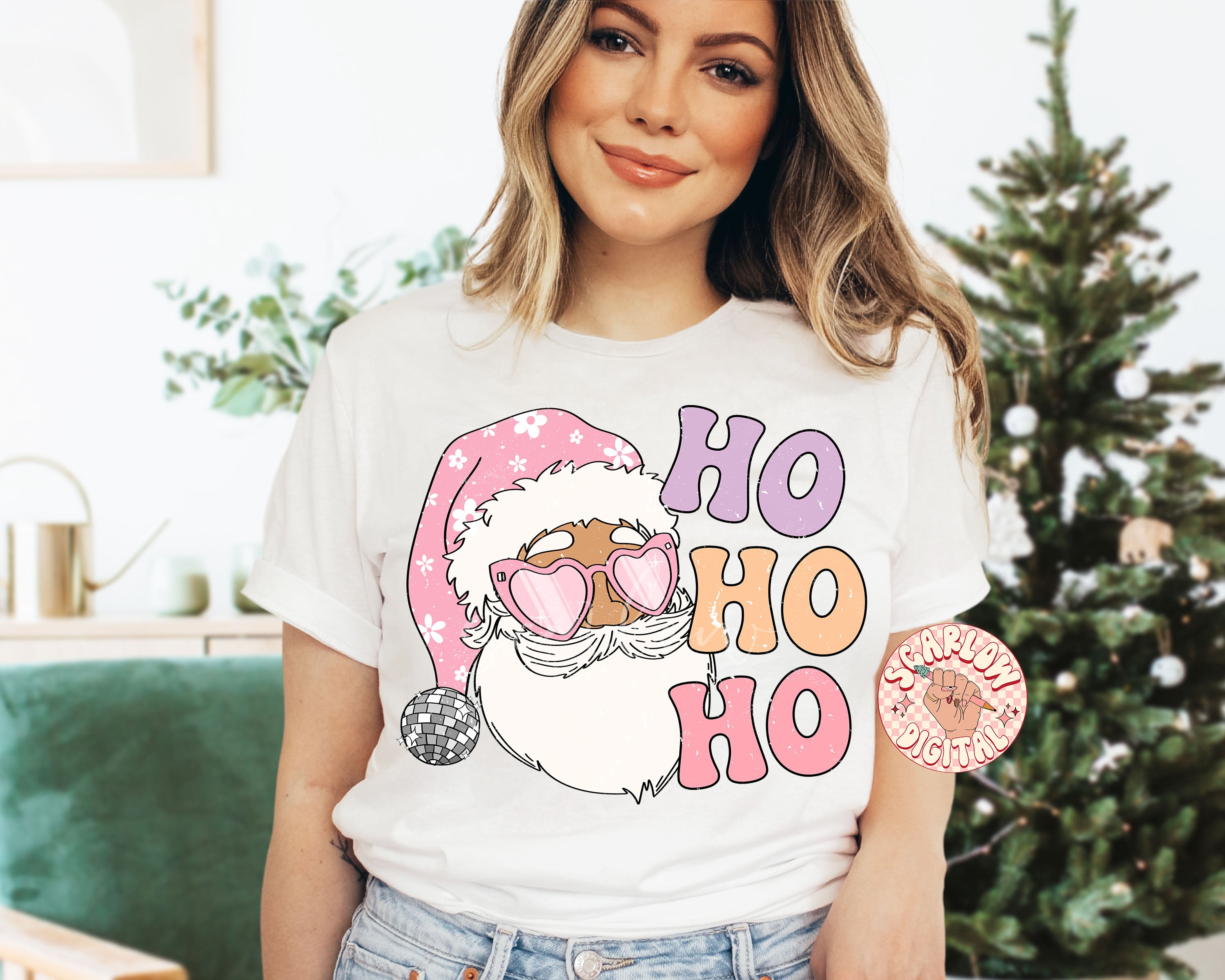 Ho Ho Ho PNG-Christmas Sublimation Digital Design Download-disco santa claus png, retro santa png, groovy christmas png, hippie santa png 2