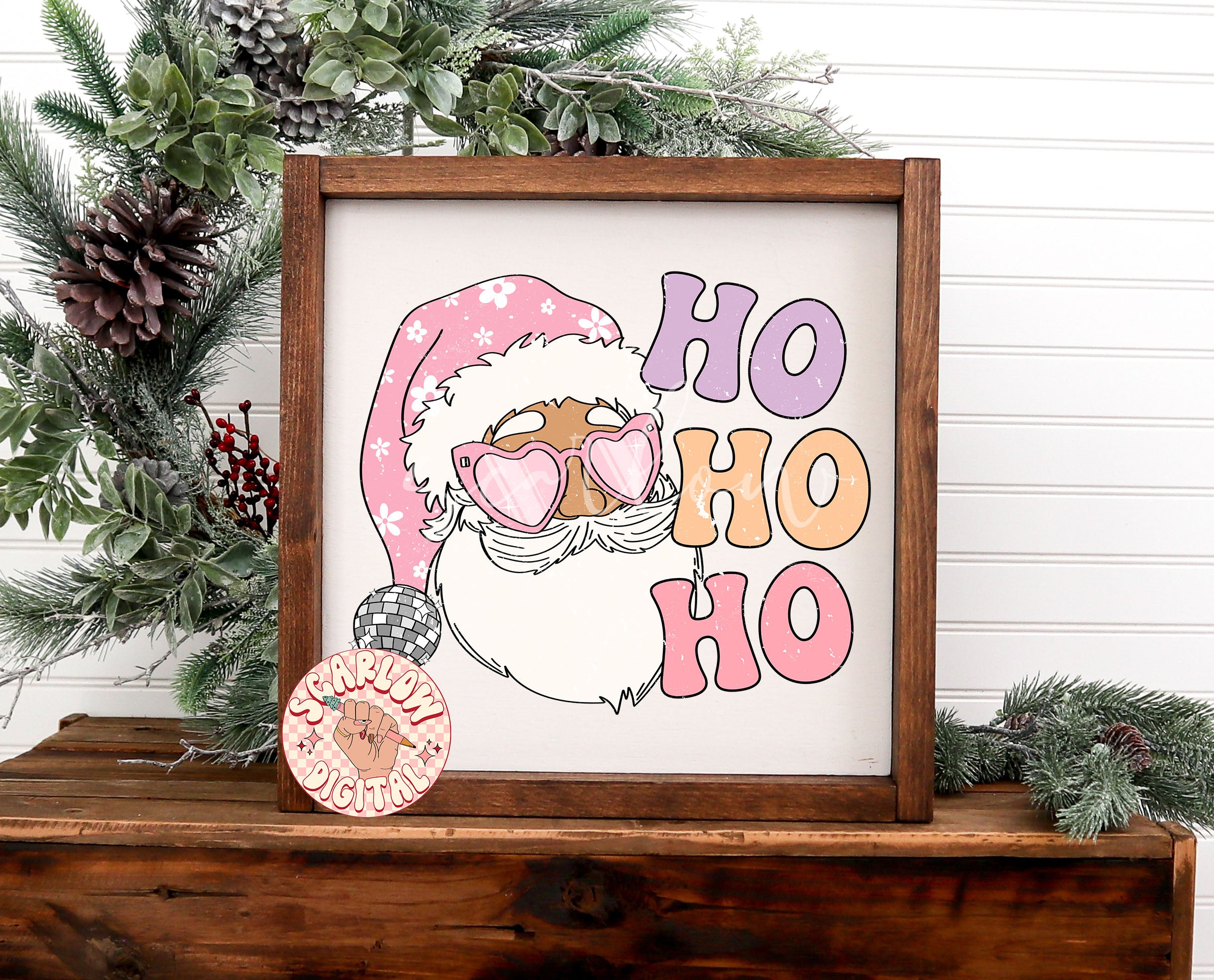 Ho Ho Ho PNG-Christmas Sublimation Digital Design Download-disco santa claus png, retro santa png, groovy christmas png, hippie santa png 3