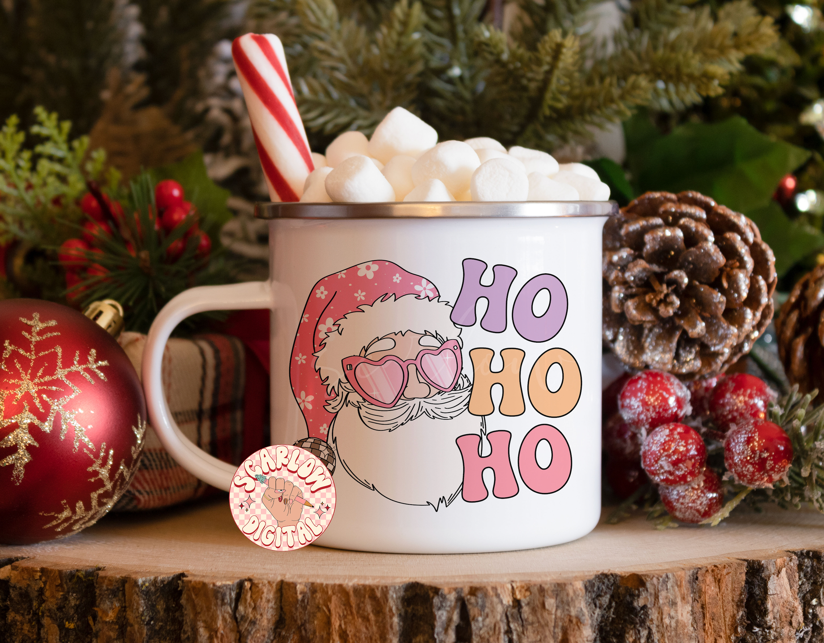 Ho Ho Ho PNG-Christmas Sublimation Digital Design Download-disco santa claus png, retro santa png, groovy christmas png, hippie santa png 5