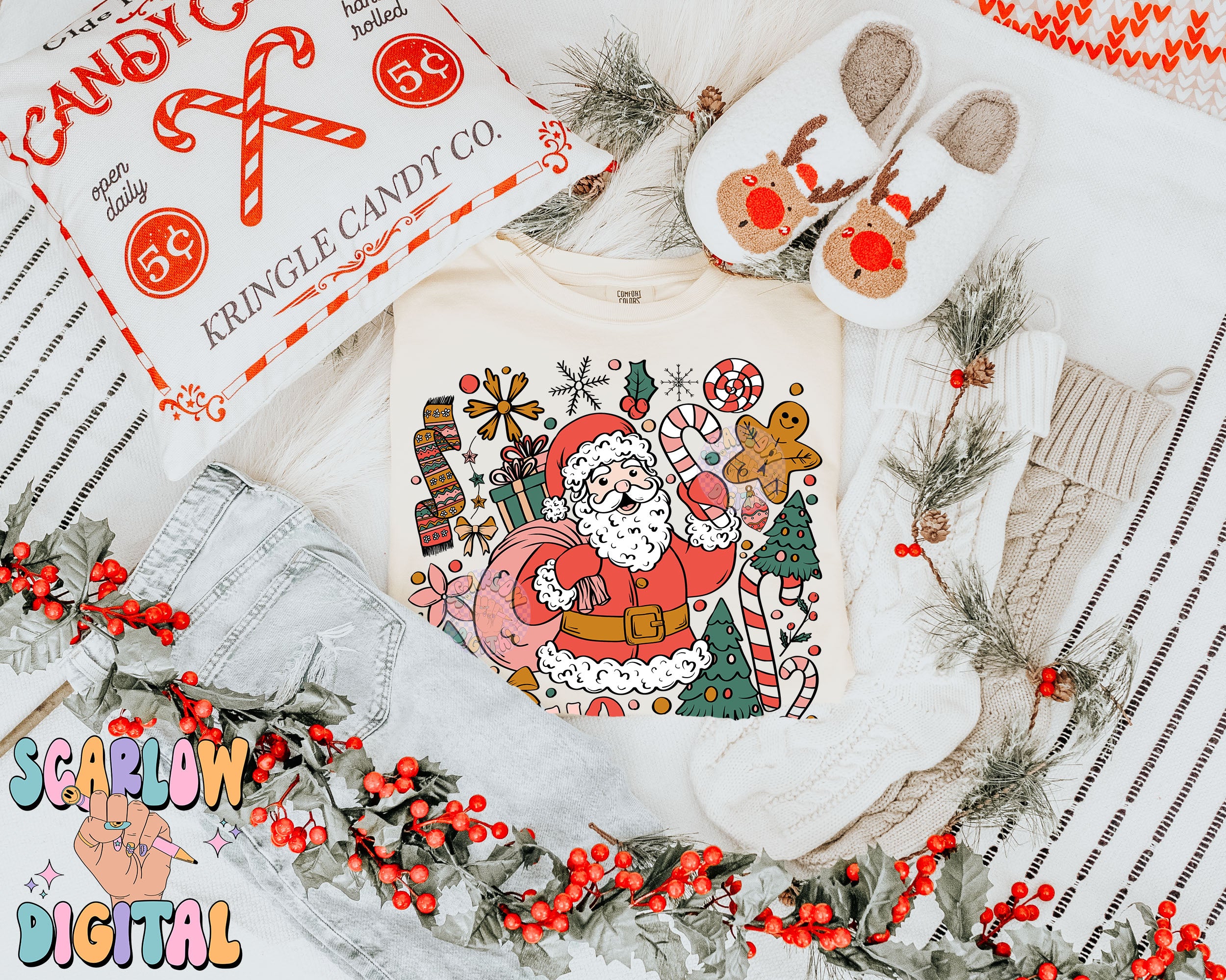 Ho Ho Ho PNG Digital Design Download, Christmas png, traditional xmas png, santa claus png, candy cane png, gingerbread png, holidays png 3