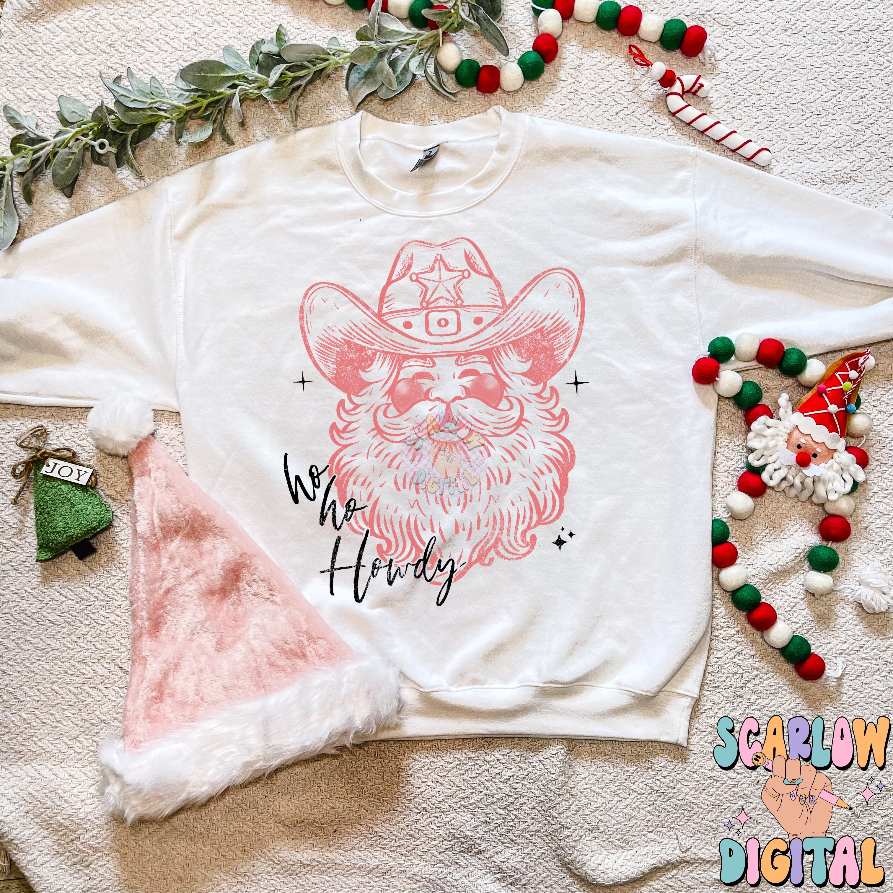Ho Ho Howdy PNG Digital Design Download, vintage christmas png, santa claus png, country christmas designs, christmas prints, vintage prints 3